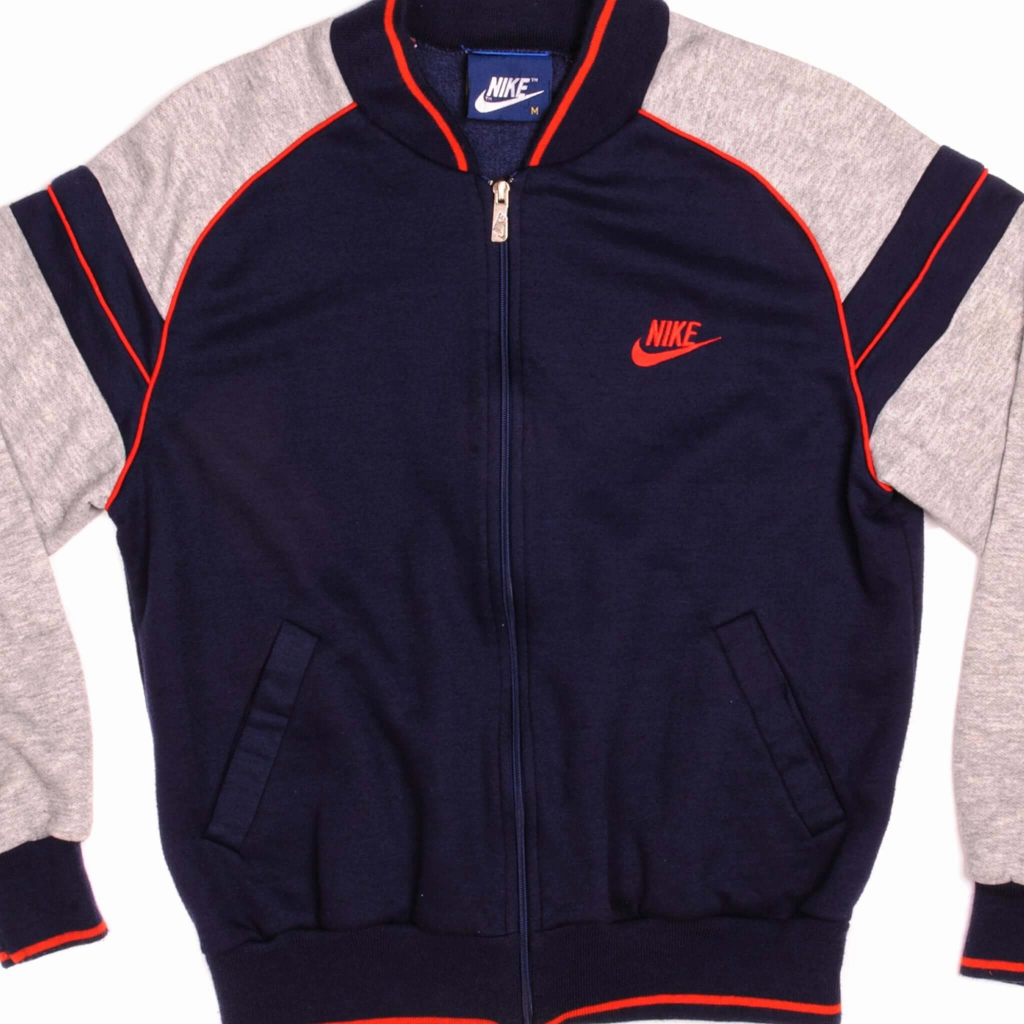 Infrastructure Zippered Pocket Design VINTAGE NIKE BLUE LABEL TRACK JACKET 1984-1987 SIZE MEDIUM