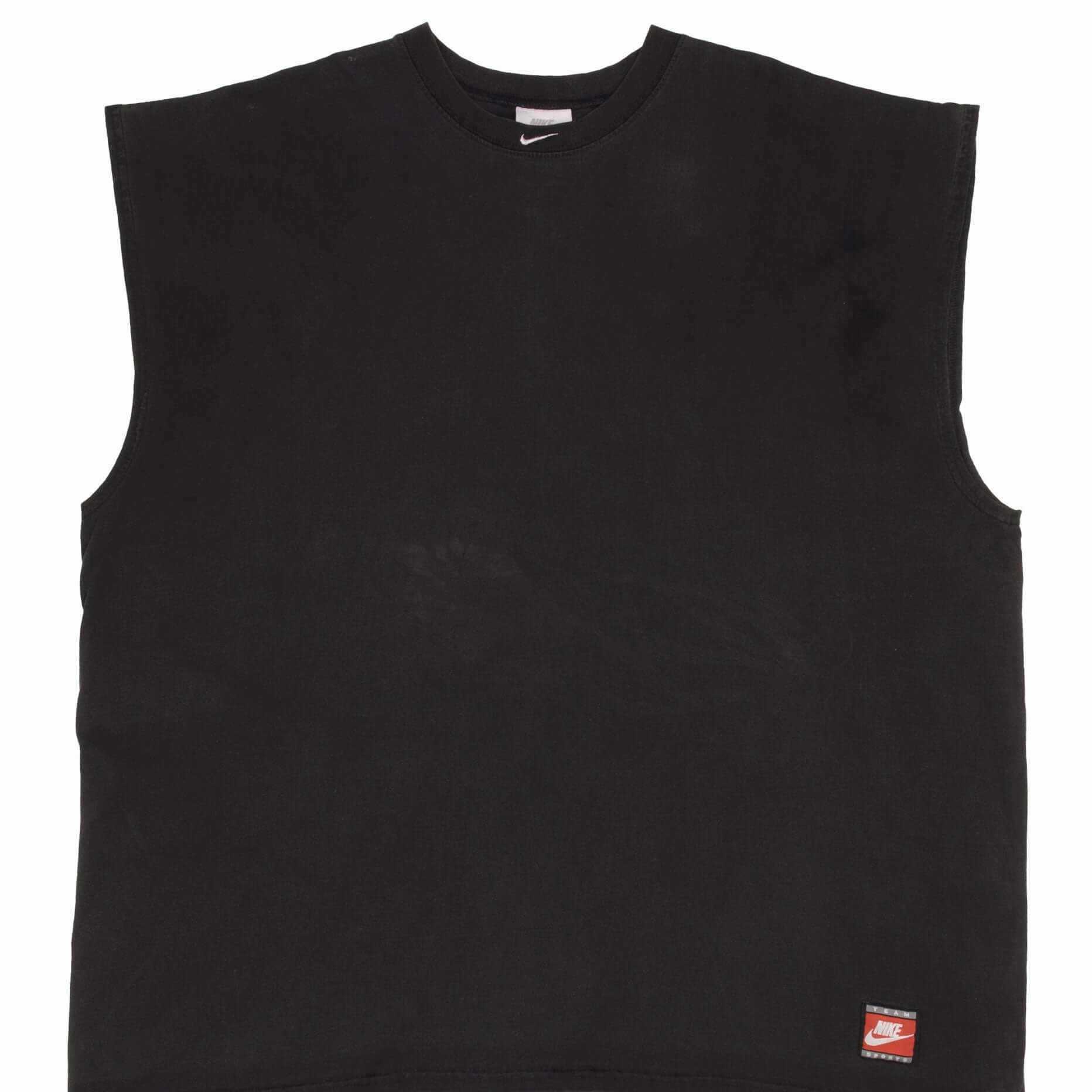 Smooth Finish Low Profile Collar VINTAGE NIKE CENTER SWOOSH BLACK TANK TOP TEE SHIRT 1990S SIZE 2XL