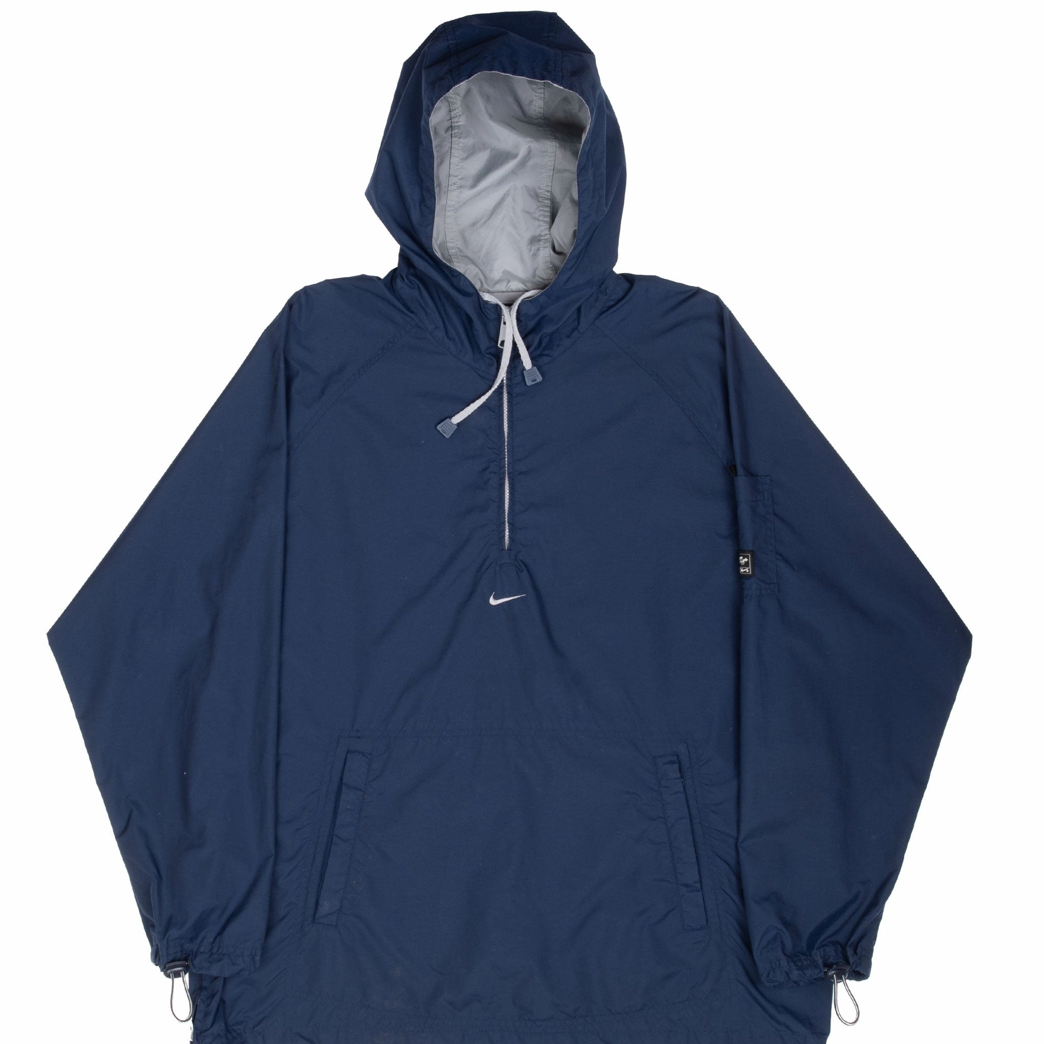 VINTAGE NIKE CENTER SWOOSH BLUE WINDBREAKER HOODED JACKET 2000S MEDIUM Universal Size Adaptation