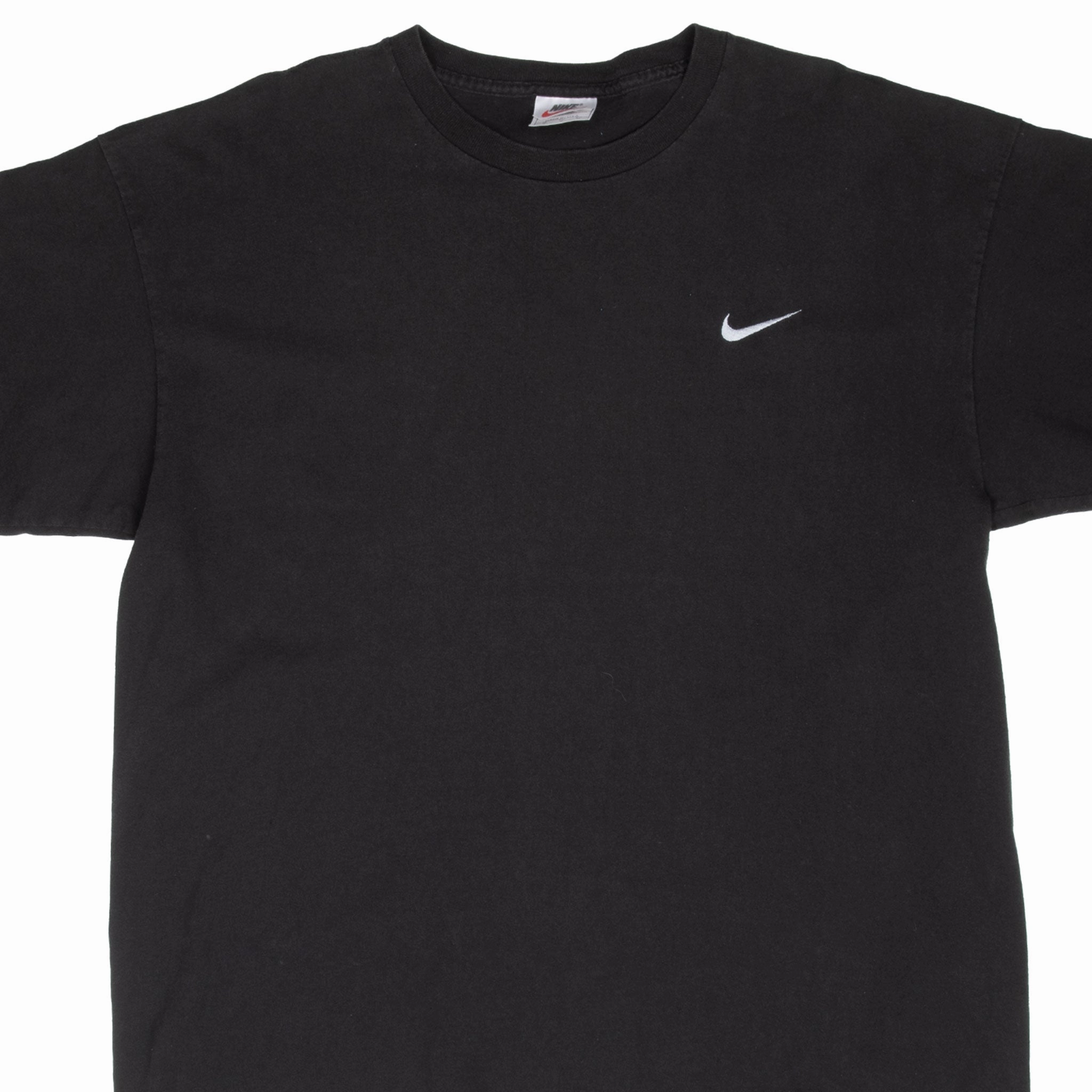 Stretchable Knit Breathable Fit VINTAGE NIKE CLASSIC SWOOSH BLACK TEE SHIRT 1990S SIZE XL MADE IN USA
