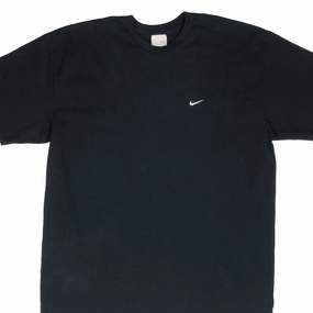 Sporty Style Wear Elderly Comfort VINTAGE NIKE CLASSIC SWOOSH BLACK TEE SHIRT 2000S 2XL