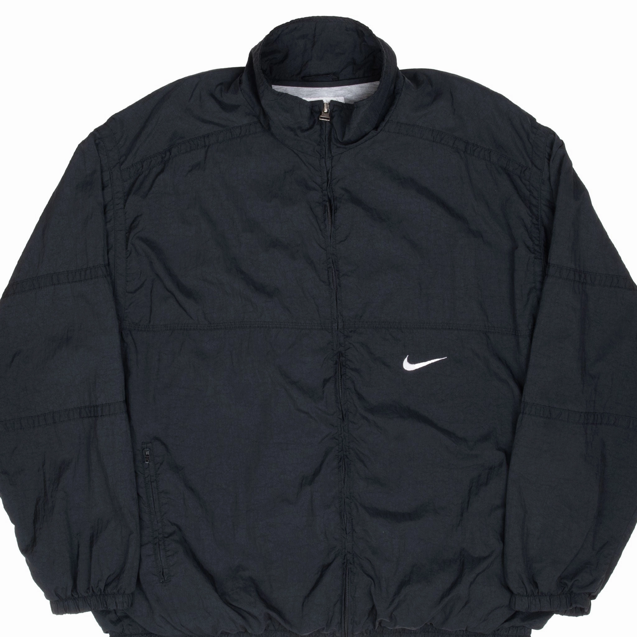 VINTAGE NIKE CLASSIC SWOOSH BLACK WINDBREAKER JACKET 1990S SIZE XL Versatile Fit