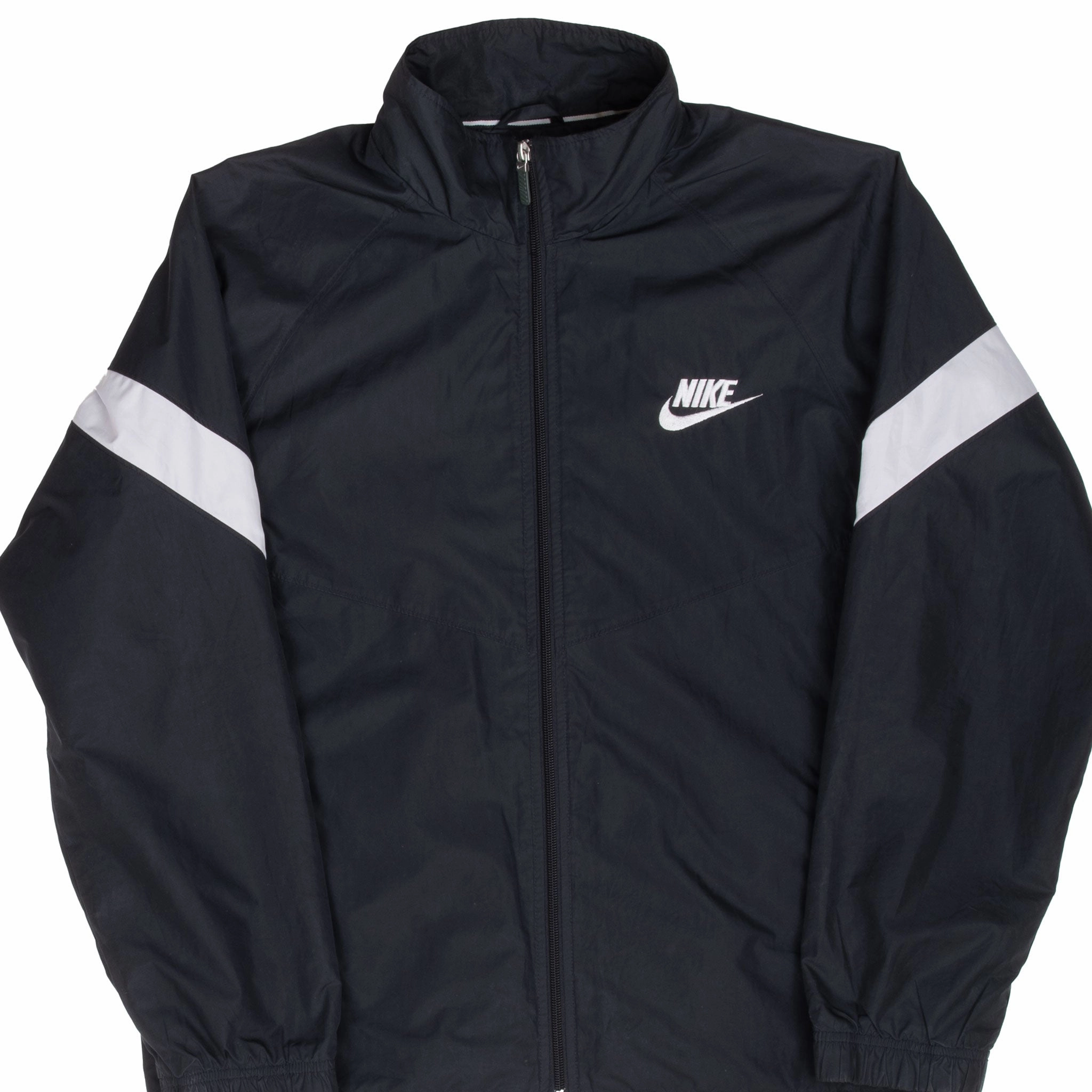 Wind Resistant Wear Sporty Protection VINTAGE NIKE CLASSIC SWOOSH BLACK WINDBREAKER JACKET 2000S MEDIUM