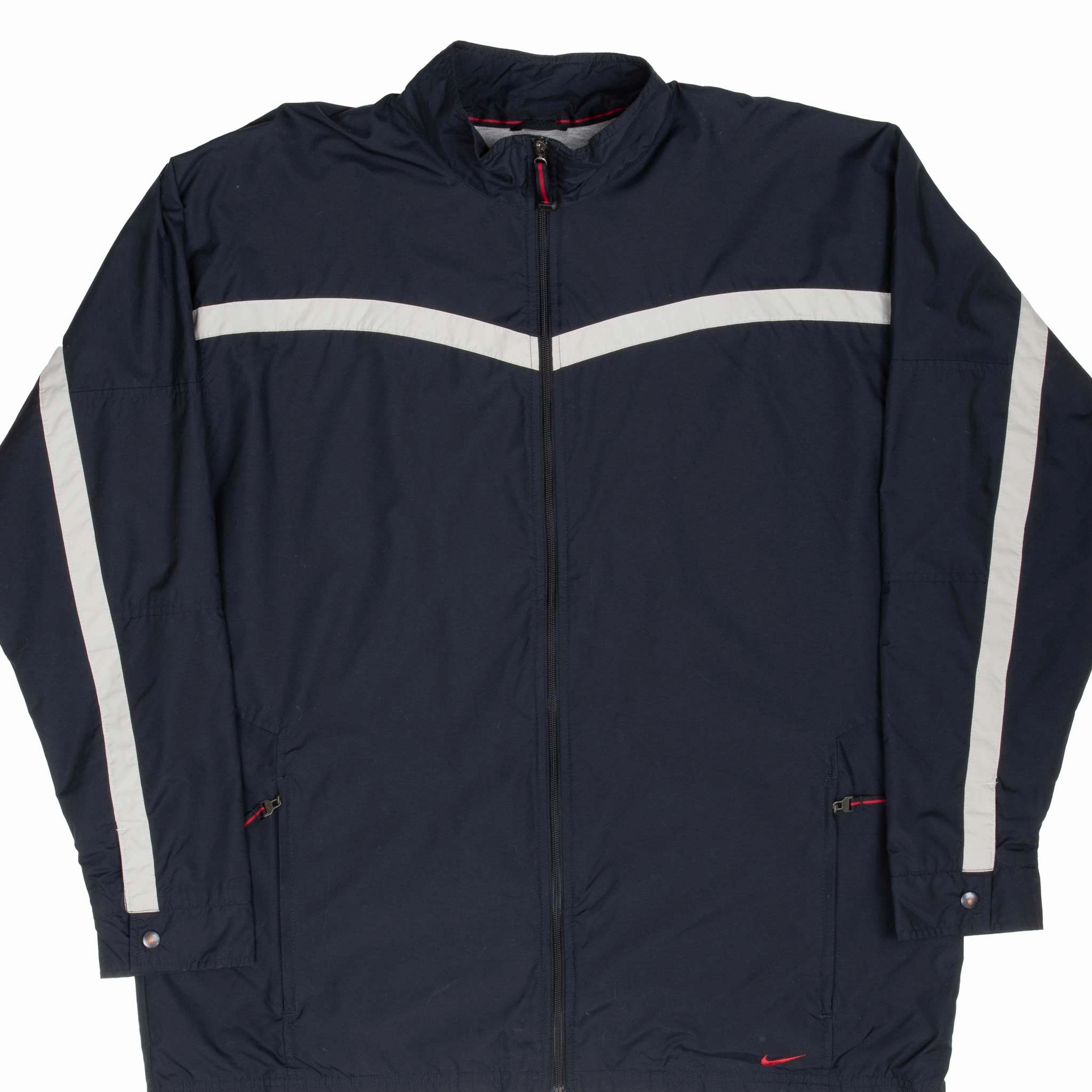 VINTAGE NIKE CLASSIC SWOOSH BLACK WINDBREAKER JACKET 2000S XL AntiPilling Surface Finish SlitPockets