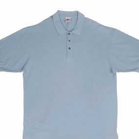 VINTAGE NIKE CLASSIC SWOOSH BLUE POLO SHIRT 1990S SIZE LARGE proper length Street Comfort Style