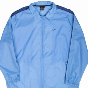 VINTAGE NIKE CLASSIC SWOOSH BLUE WINDBREAKER JACKET 1990S LARGE Magnetic Closure