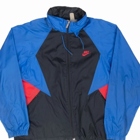 VINTAGE NIKE CLASSIC SWOOSH BLUE WINDBREAKER JACKET LATE 1980S LARGE Weekend Style
