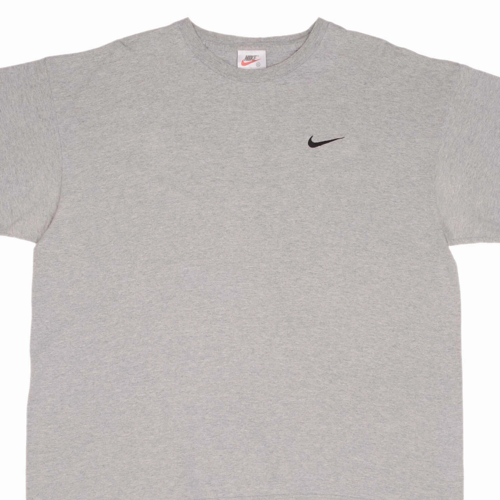 VINTAGE NIKE CLASSIC SWOOSH GRAY TEE SHIRT 1990S XL MADE IN USA Breathable Wear Fit