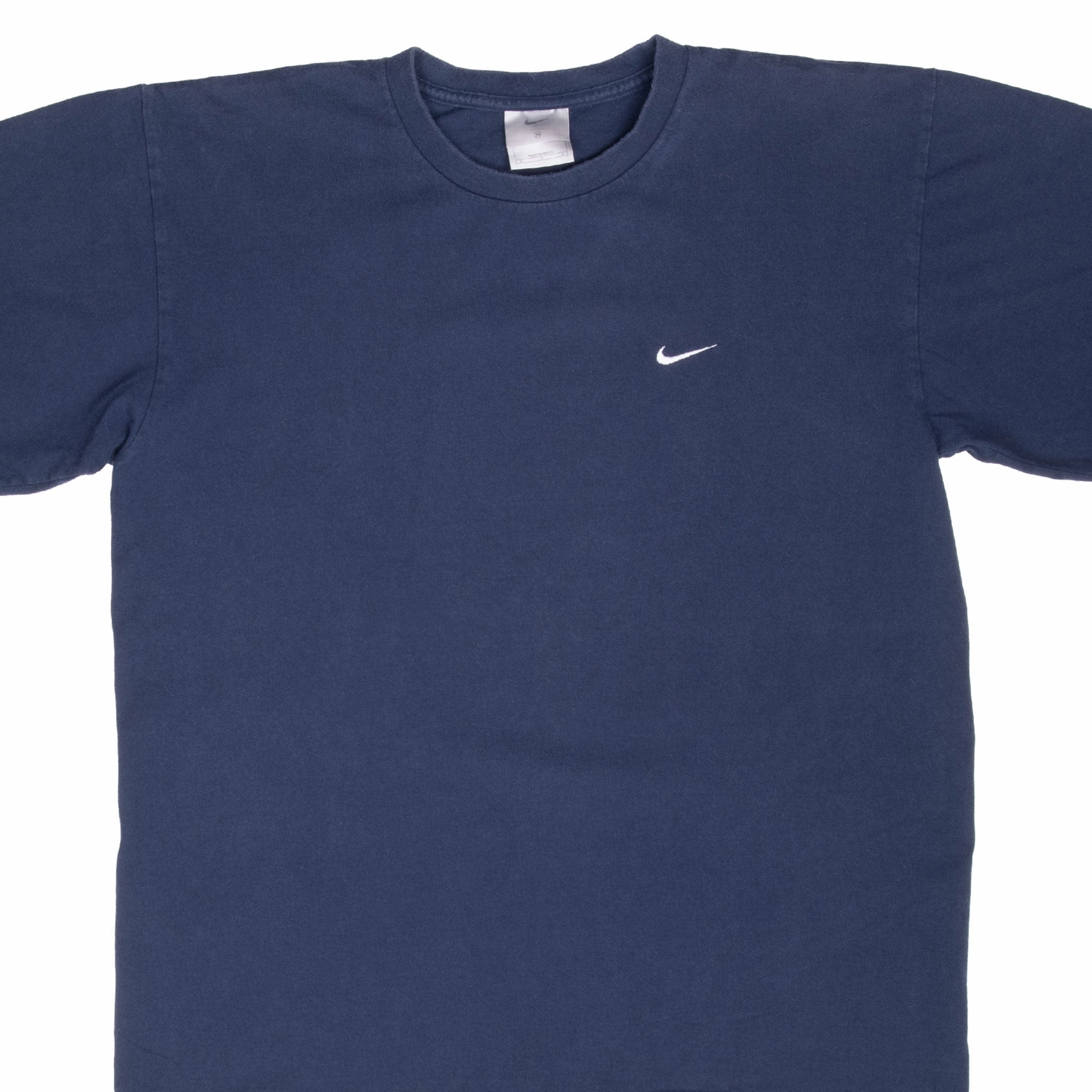 Quick Dry Wear Fit VINTAGE NIKE CLASSIC SWOOSH NAVY BLUE TEE SHIRT 2000S MEDIUM