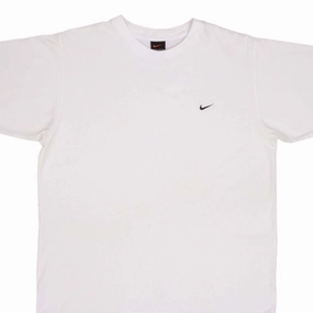 Breathable wear VINTAGE NIKE CLASSIC SWOOSH WHITE TEE SHIRT 1990S SIZE MEDIUM