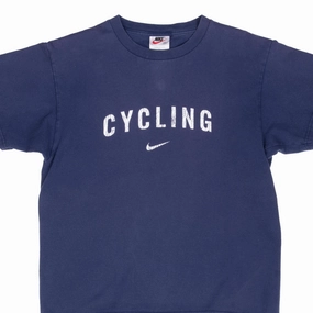 Sporty Top Summer Casual VINTAGE NIKE CYCLING BLUE SWOOSH TEE SHIRT 1990S SMALL MADE IN USA