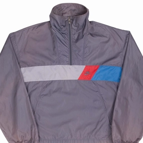 VINTAGE NIKE GREY PULLOVER WINDBREAKER JACKET EARLY 1980S LARGE RipstopFabric Clean Silhouette