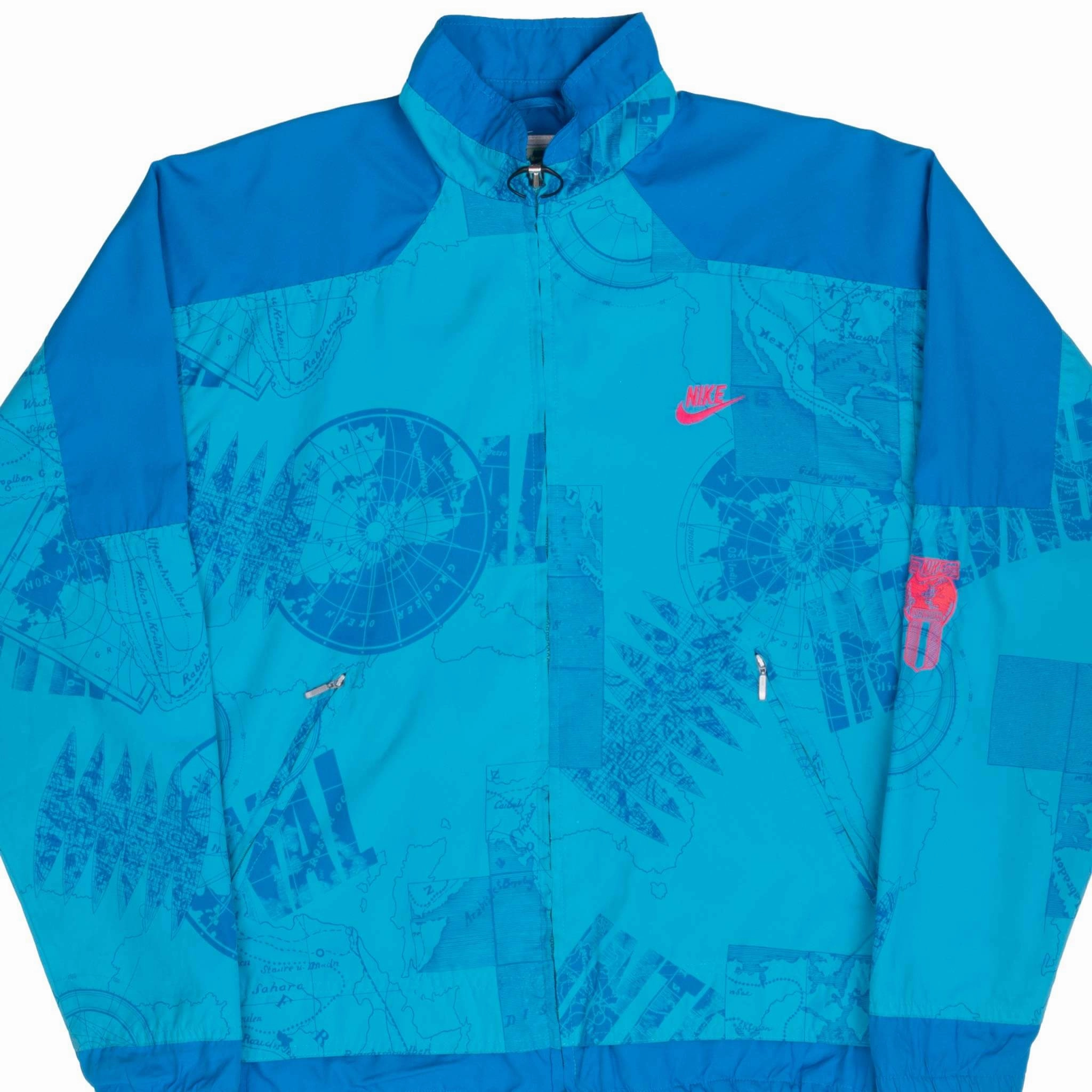 VINTAGE NIKE INTERNATIONAL ALL OVER PRINT BLUE WINDBREAKER JACKET 1990S MEDIUM Sleek Finish