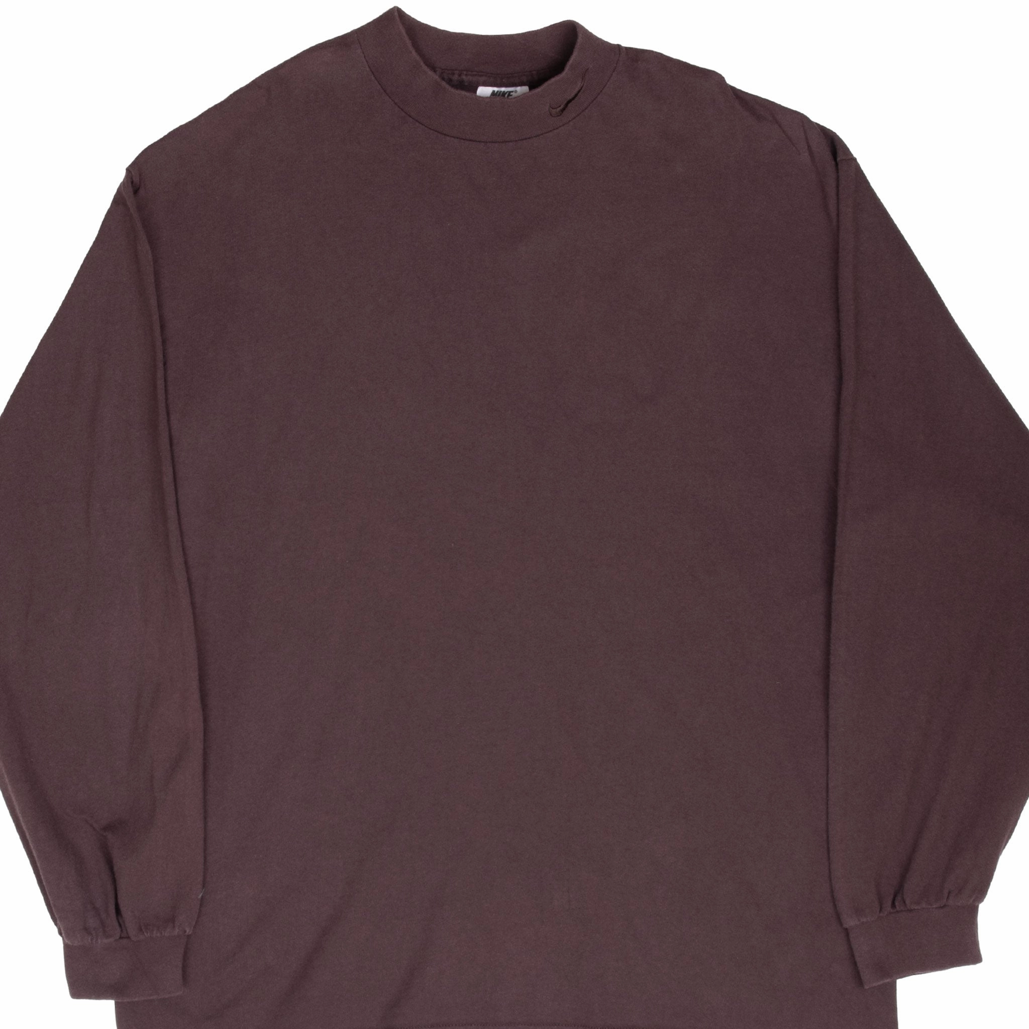 Vegan VINTAGE NIKE LONG SLEEVE TURTLE NECK BROWN TEE SHIRT 1990S SIZE XL MADE USA