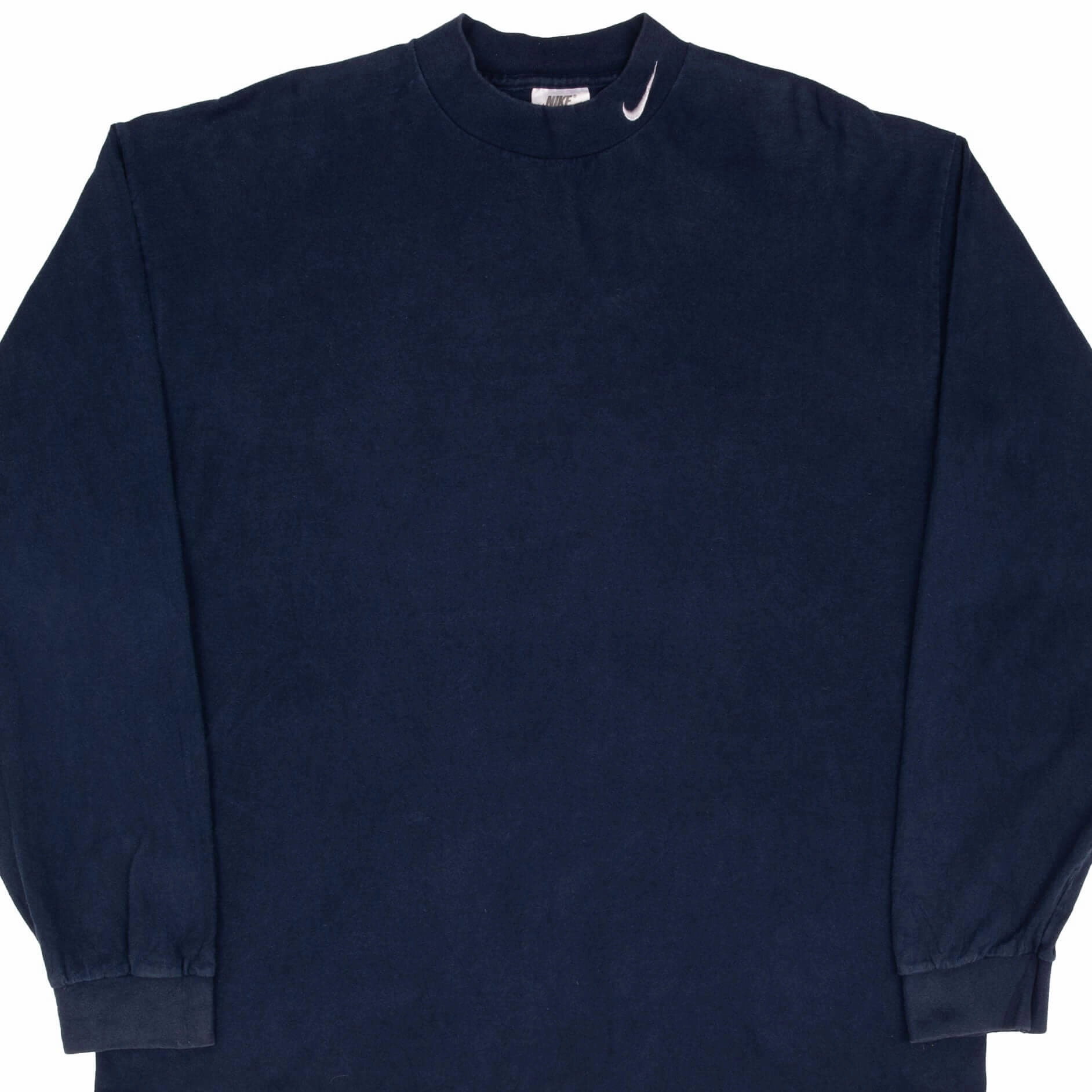VINTAGE NIKE LONG SLEEVE TURTLE NECK NAVY BLUE TEE SHIRT 1990S XL MADE IN USA Gym clothing