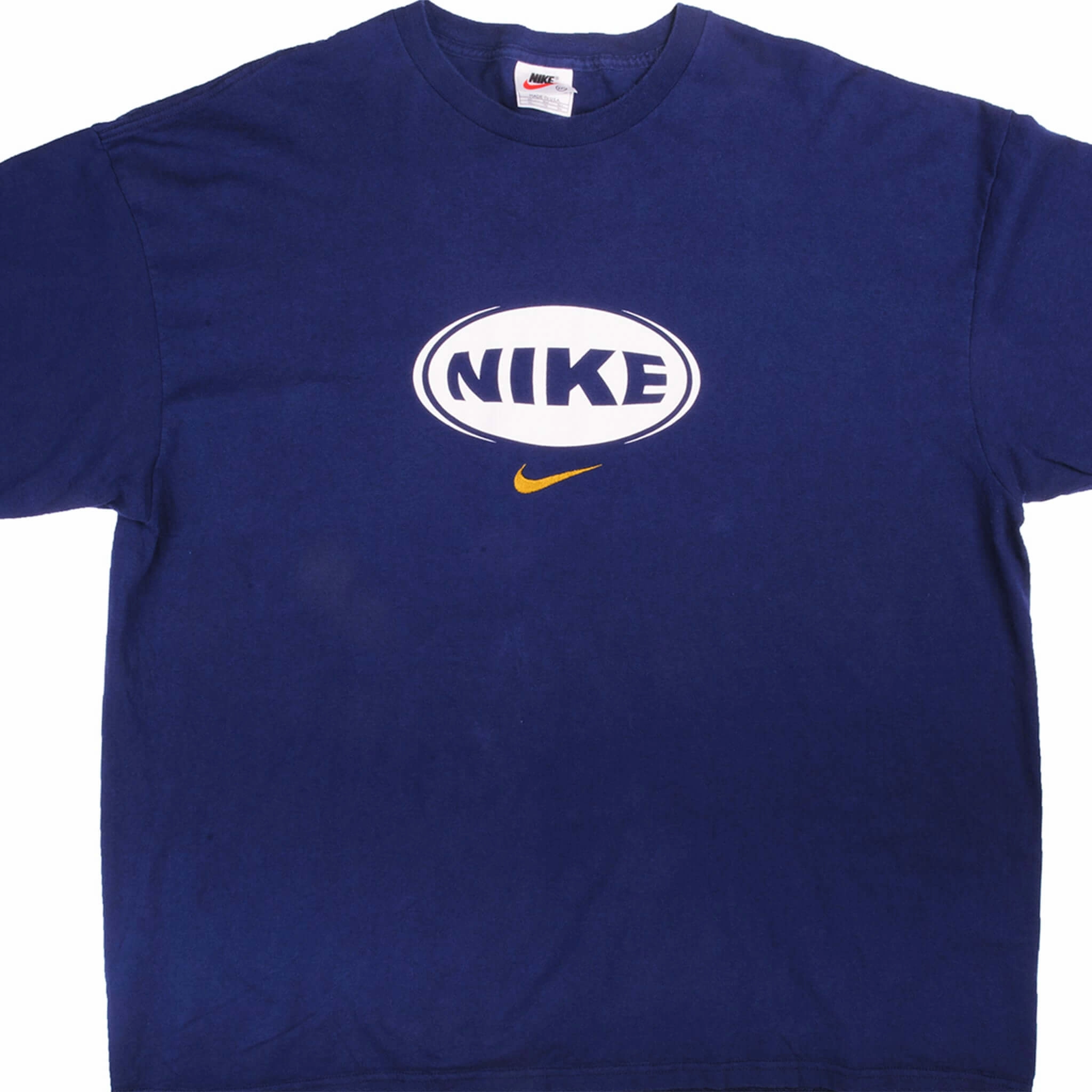 VINTAGE NIKE MIDDLE SWOOSH TEE SHIRT LATE 90S SIZE 2XL MADE IN USA Sustainable Textile