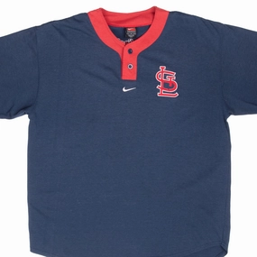 VINTAGE NIKE MLB ST LOUIS CARDINALS HENLEY TEE SHIRT 1990S LARGE Minimal Layers Elastic waist