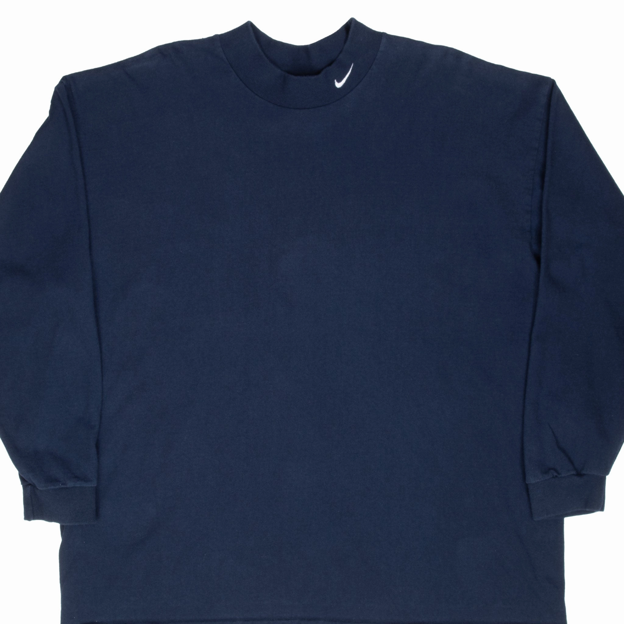 VINTAGE NIKE NAVY BLUE LONG SLEEVE TURTLE NECK TEE SHIRT 2000S 2XL Minimalist Design