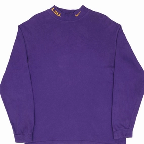 VINTAGE NIKE NCAA LSU TIGER LONG SLEEVE TURTLE NECK PURPLE TEE SHIRT 1990S SMALL Abstract print