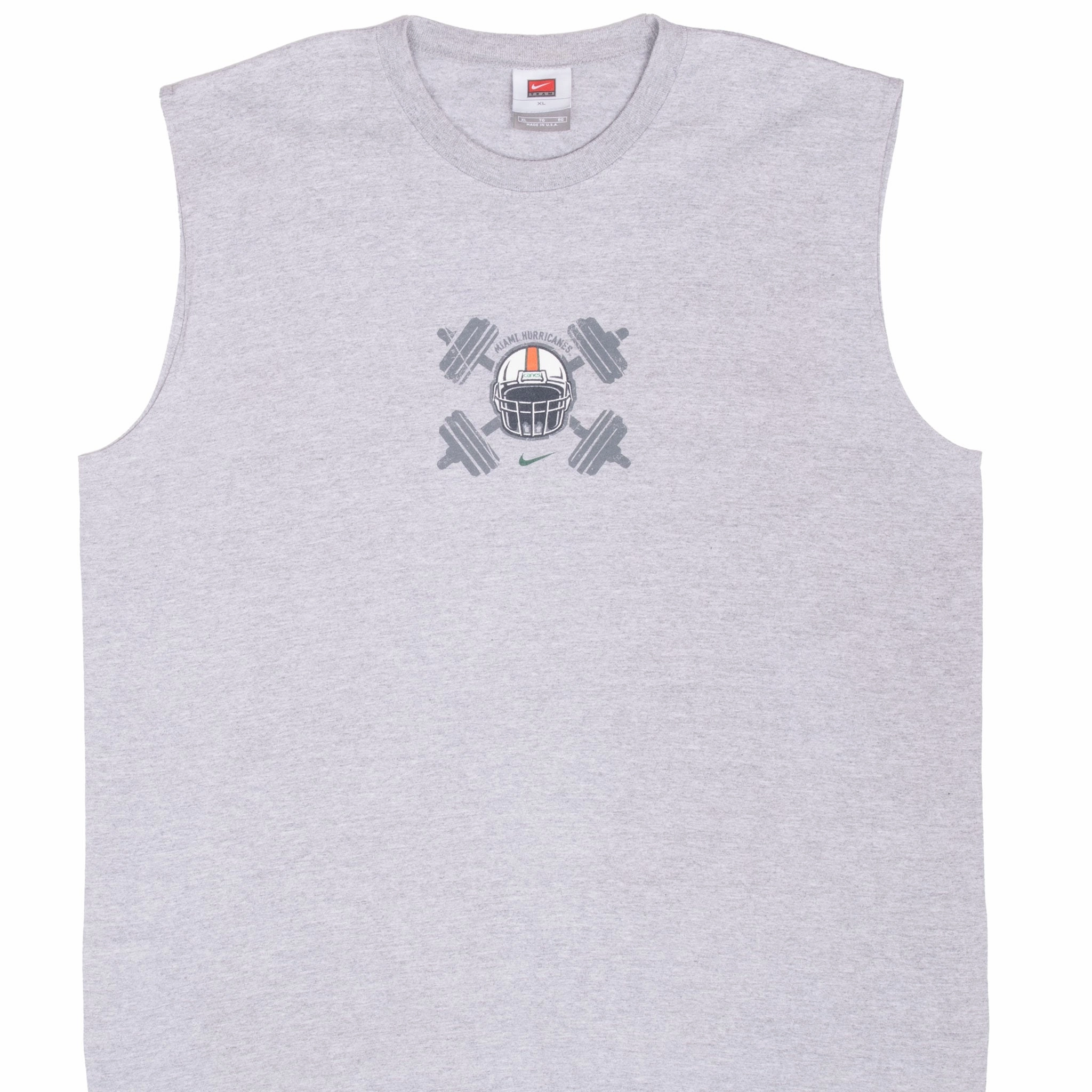 VINTAGE NIKE NCAA MIAMI HURRICANES TANK TOP TEE SHIRT 2000S XL MADE IN USA Multi Panel Design