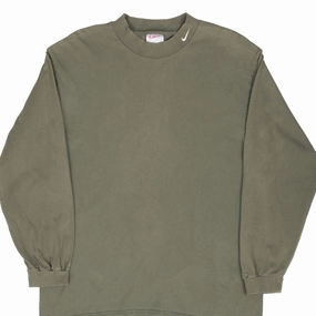 VINTAGE NIKE OLIVE GREEN LONG SLEEVE TURTLE NECK TEE SHIRT 1990S LARGE MADE USA Garment Dyed Technique