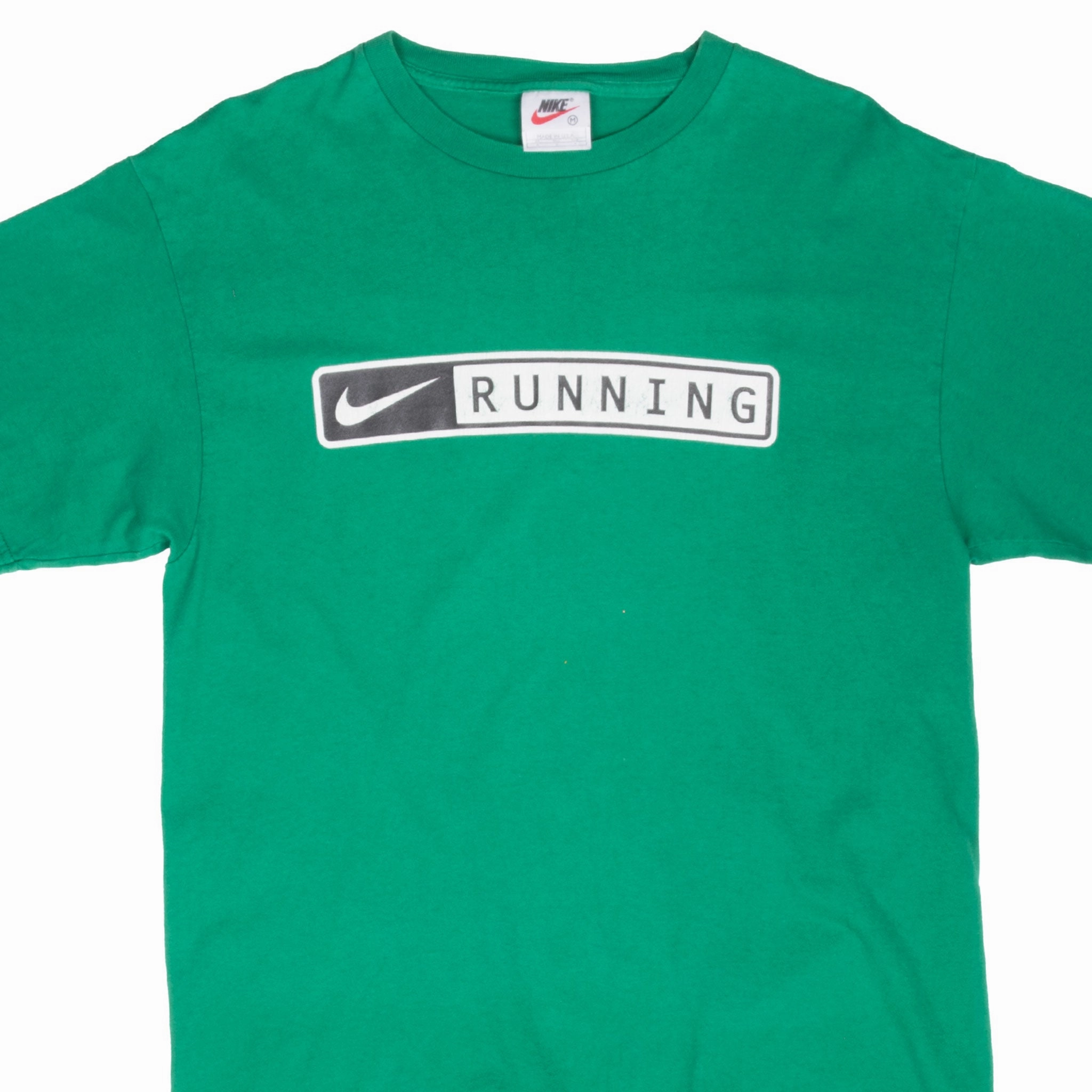 VINTAGE NIKE RUNNING GREEN TEE SHIRT 1990S MEDIUM MADE IN USA Seasonal Comfort Style