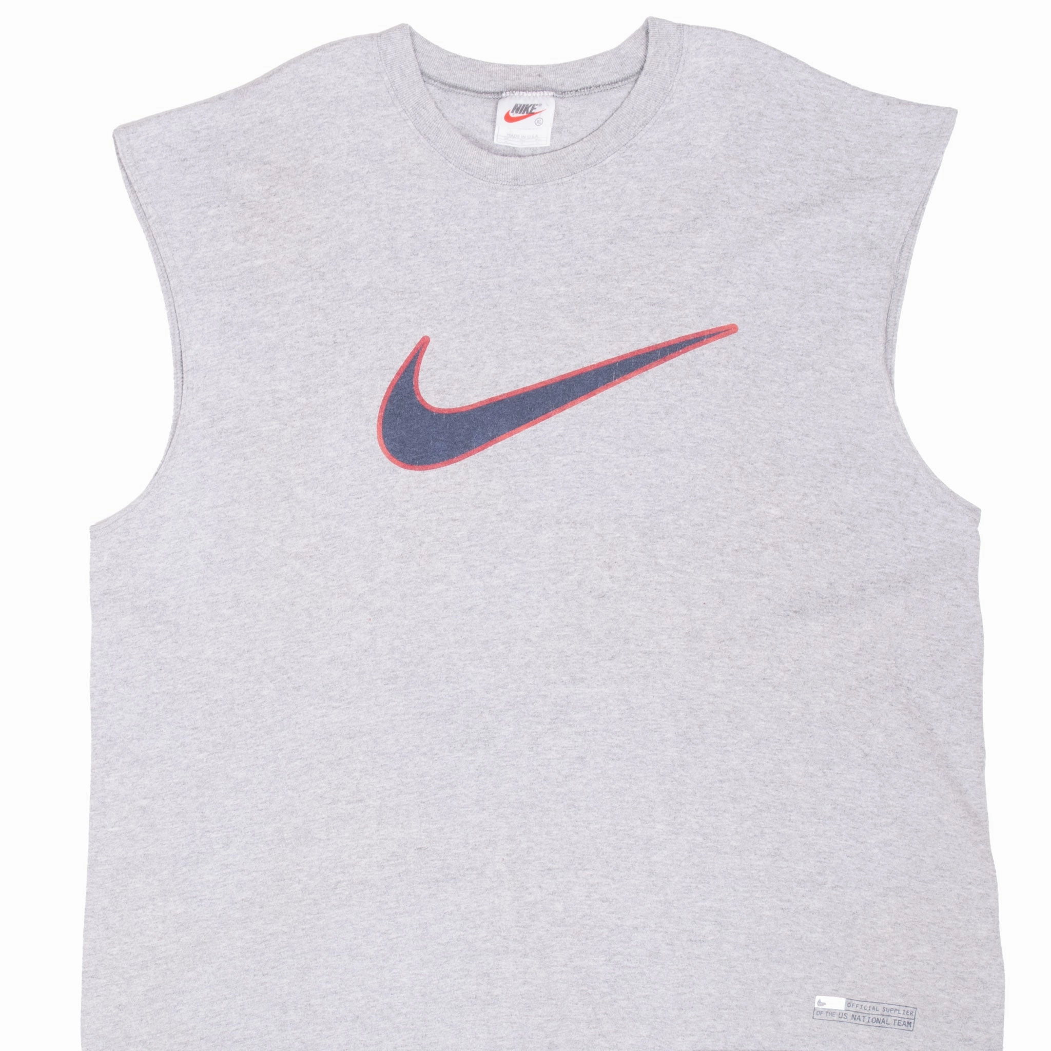 VINTAGE NIKE SOCCER BIG SWOOSH GREY TANK TOP TEE SHIRT 1990S XL MADE IN USA Timeless casual wear City Smart