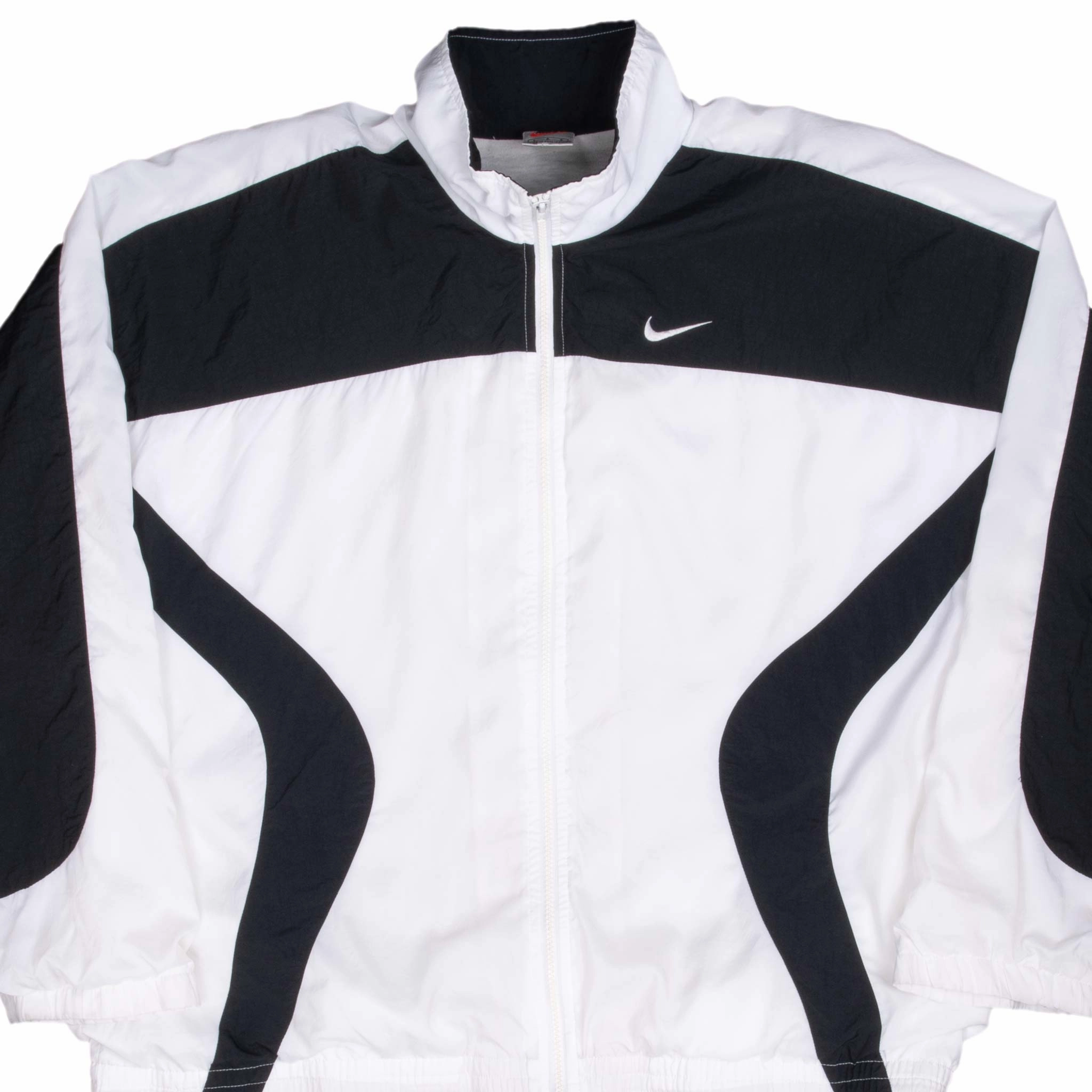 Quilted Stitching VINTAGE NIKE SWOOSH BLACK AND WHITE WINDBREAKER JACKET 1990S LARGE