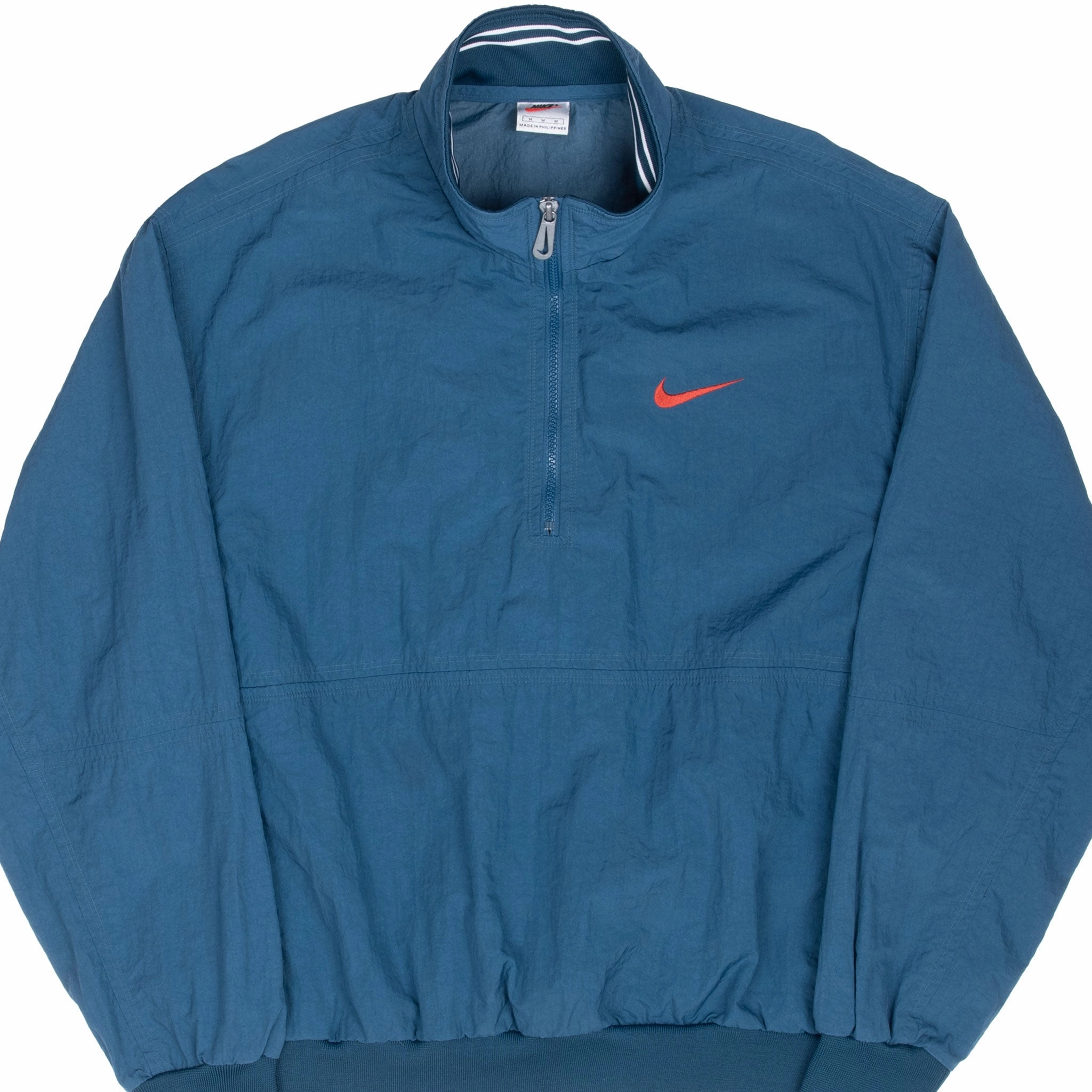 Weekend Style VINTAGE NIKE SWOOSH BLUE WINDBREAKER PULLOVER JACKET 1990S MEDIUM