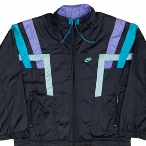 suitable for cultural festivals VINTAGE NIKE SWOOSH NEON & BLACK WINDBREAKER JACKET LATE 1980S SIZE LARGE