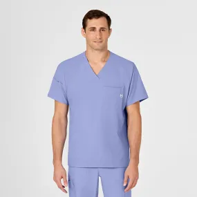 W123 Men's V-Neck Scrub Top - Ceil Blue SnagFreeKnit