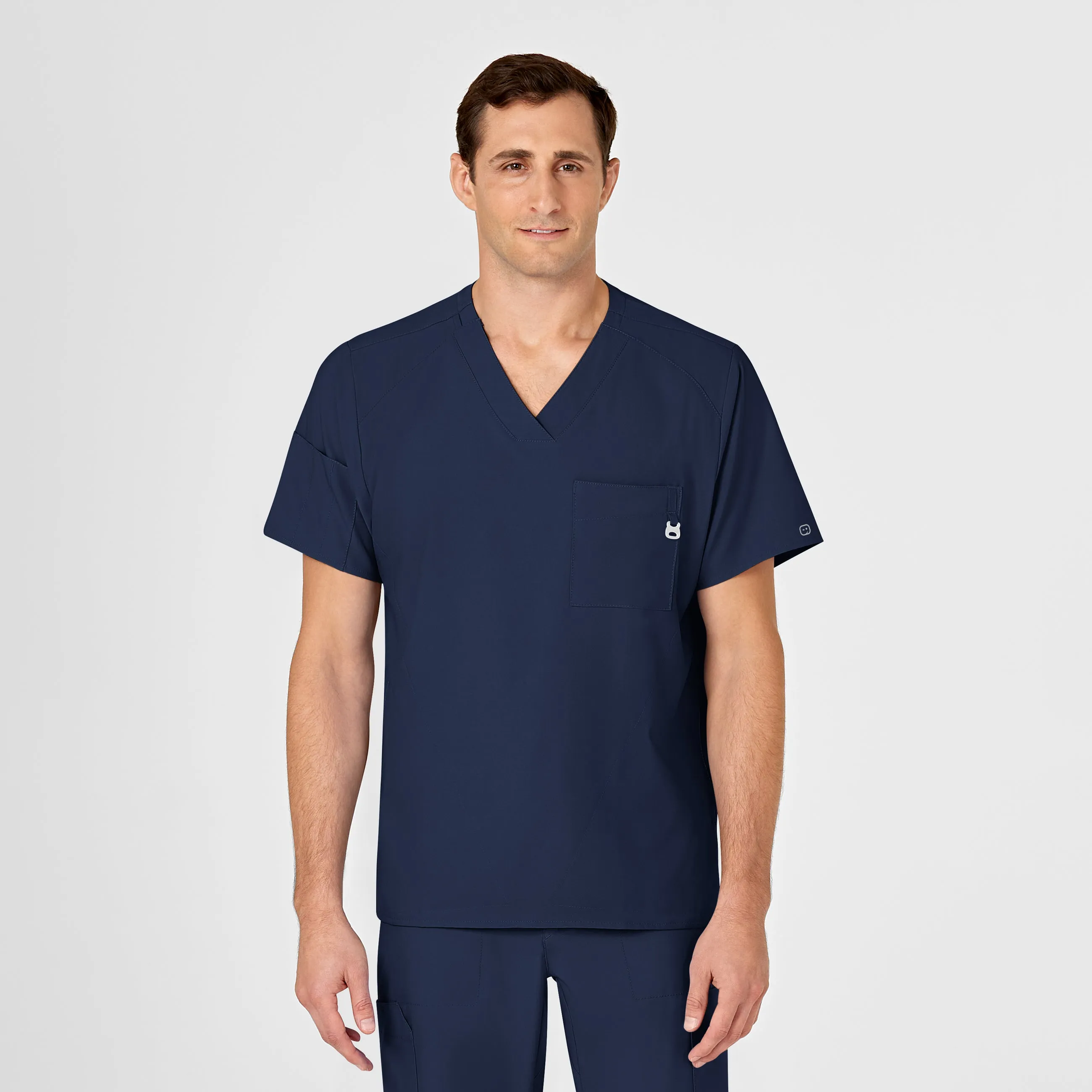 Eco Friendly Fabric W123 Men's V-Neck Scrub Top - Navy