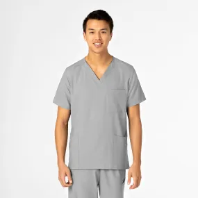 W123 Unisex 4 Pocket Utility Scrub Top - Grey AntiStatic Weave