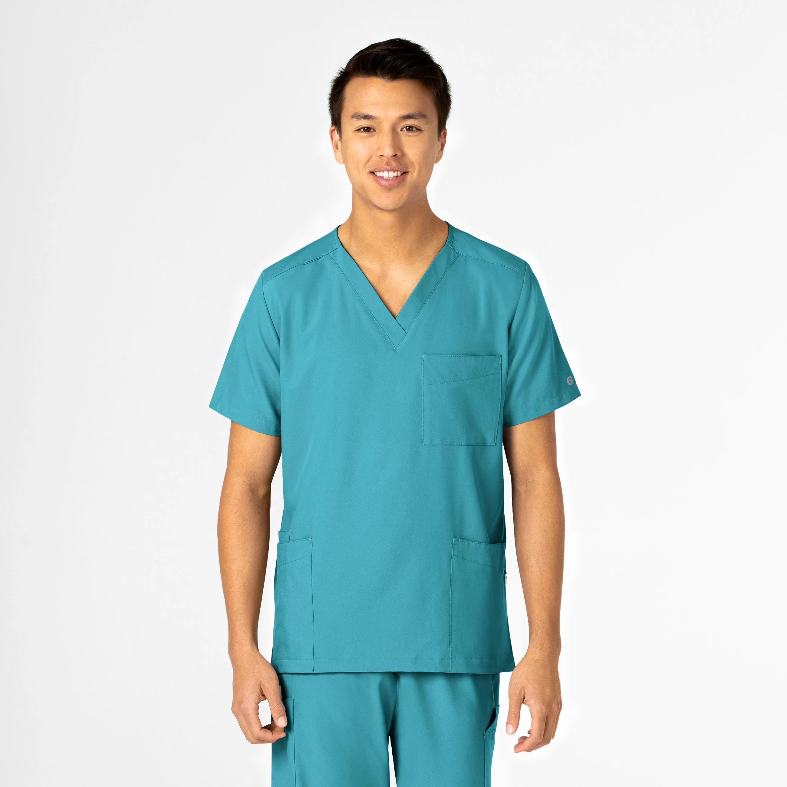 Ventilated Back Panel Soft Touch Blend W123 Unisex 4 Pocket Utility Scrub Top - Teal Blue