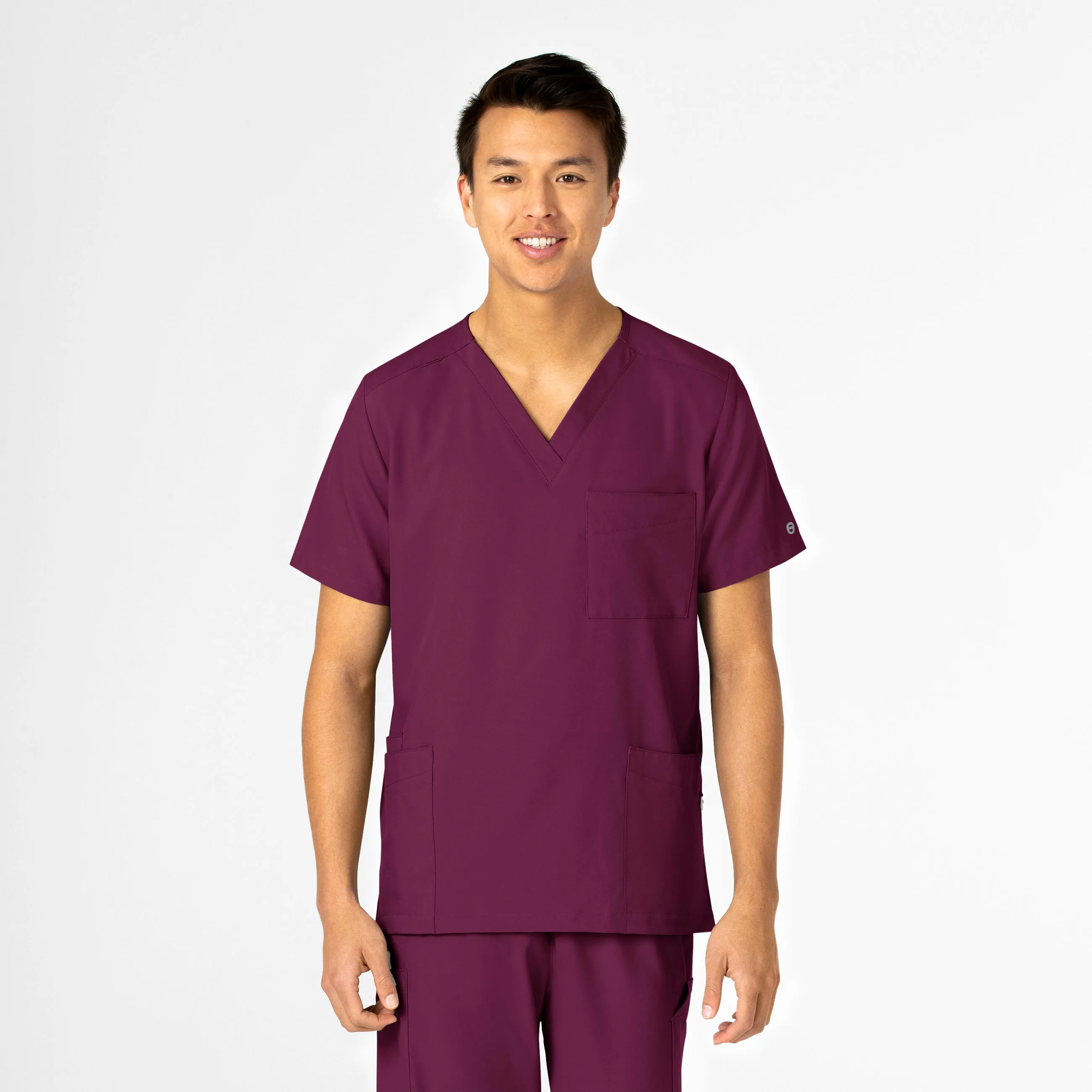 LightweightWeave StretchFit W123 Unisex 4 Pocket Utility Scrub Top - Wine