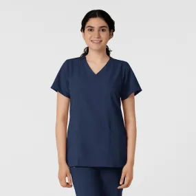 W123 Women's Classic V-Neck Scrub Top - Navy HighDensityFoam Comfortable Fabric