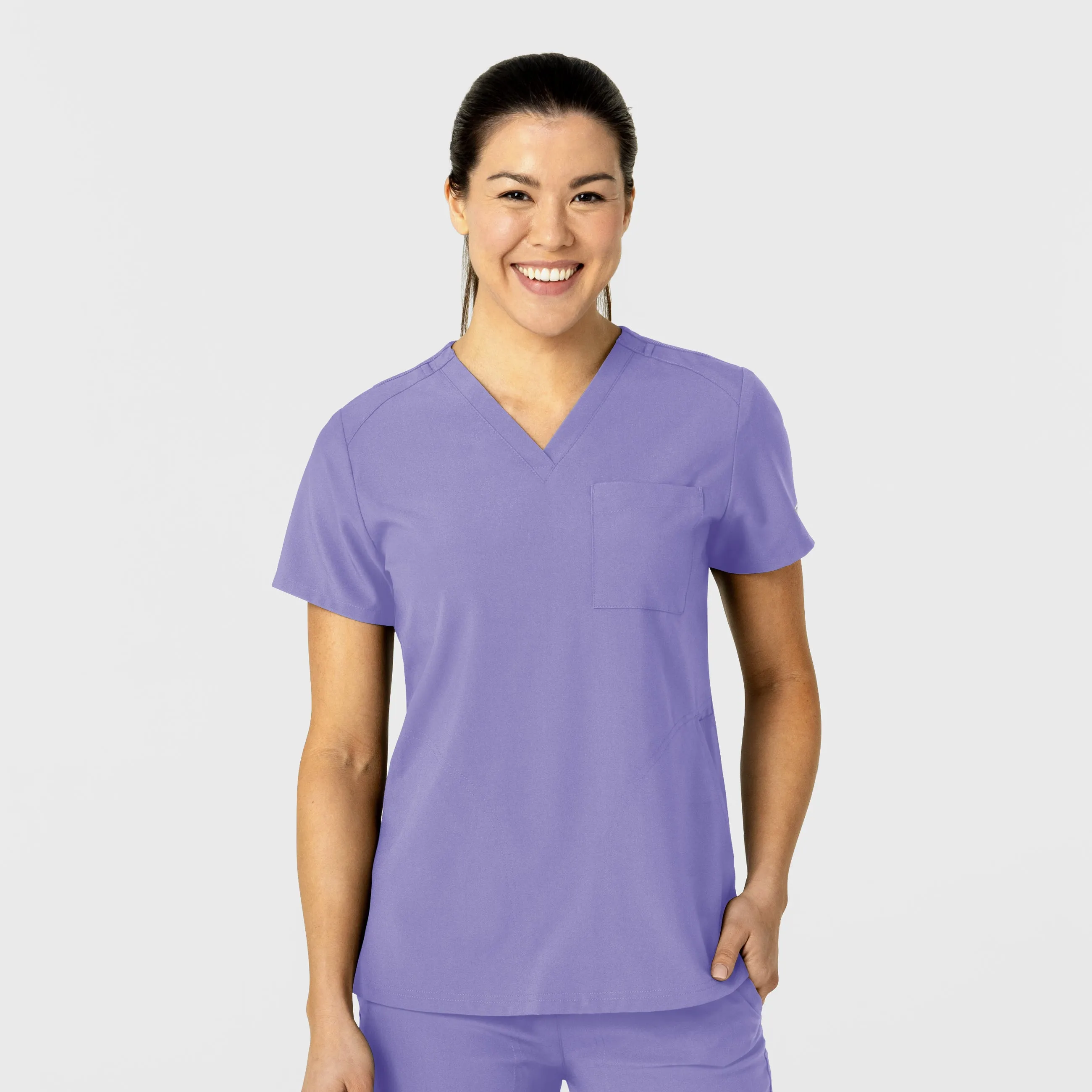 Sun Protective Fabric W123 Women's Flex-n-Reach V-Neck Scrub Top - Iris Purple