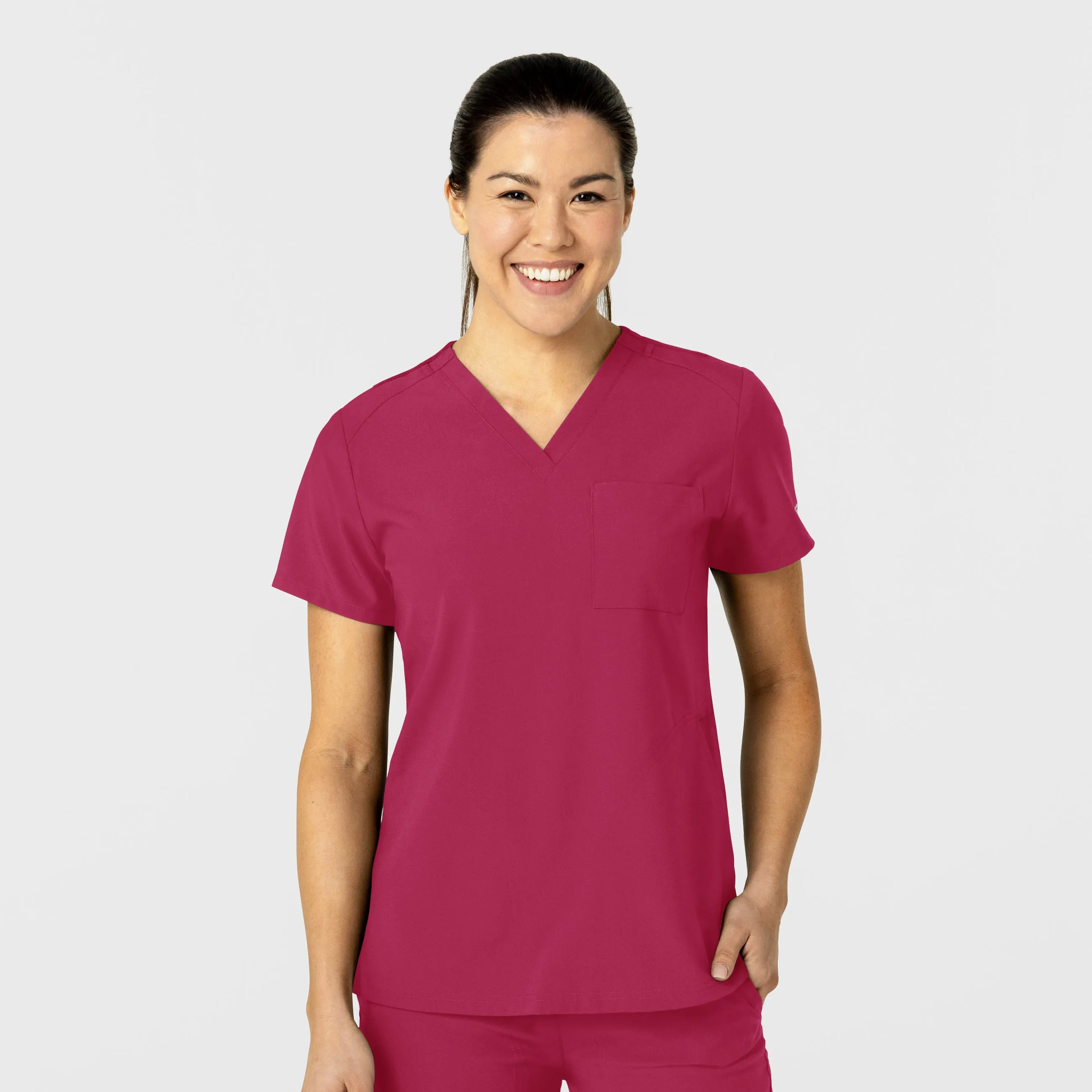 TactileWeave Airflow Vents W123 Women's Flex-n-Reach V-Neck Scrub Top - Viva Magenta