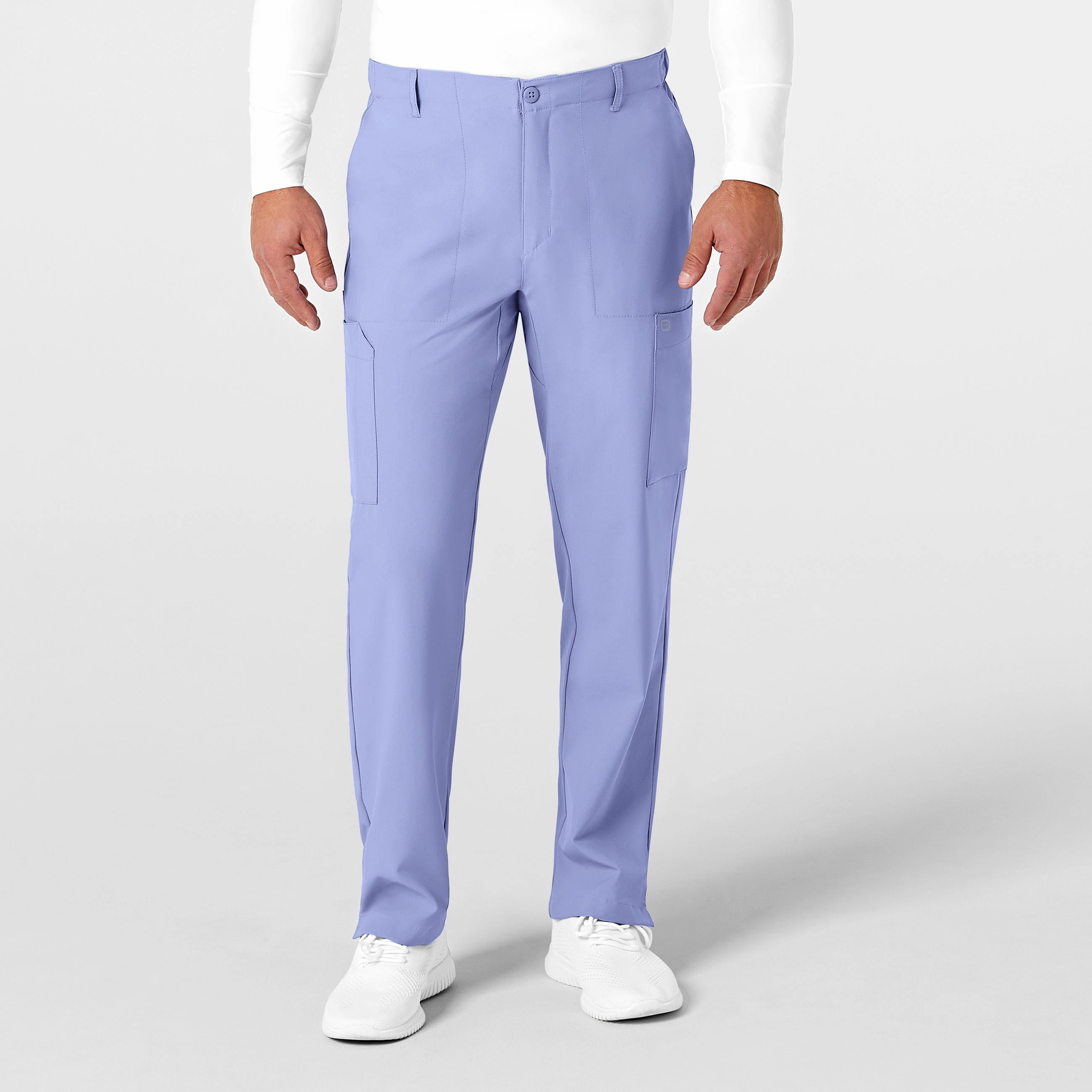 NonRestrictiveCut W123 Men's Flat Front Cargo Scrub Pant - Ceil Blue