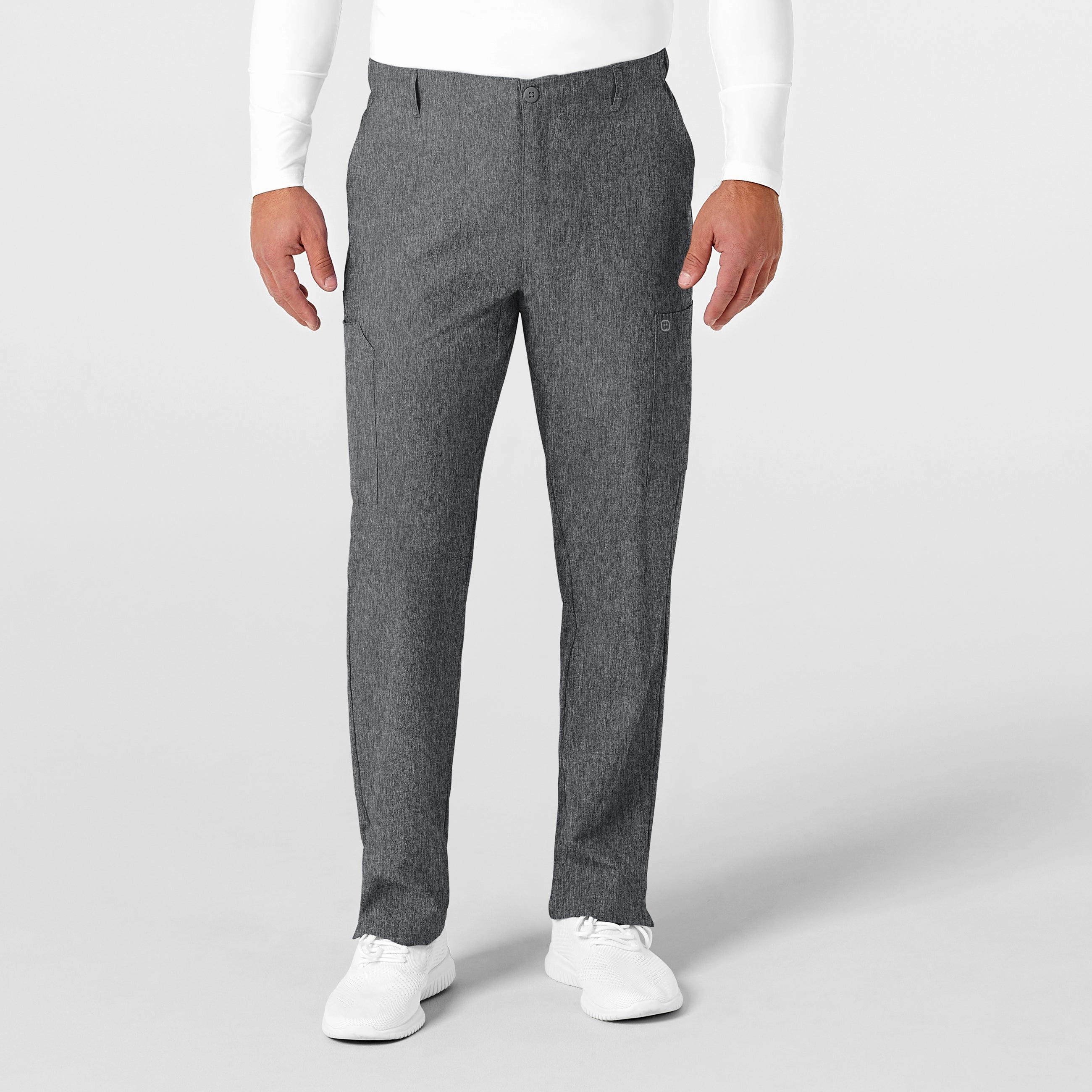 Durable Hem Soft Texture W123 Men's Flat Front Cargo Scrub Pant - Charcoal Heather