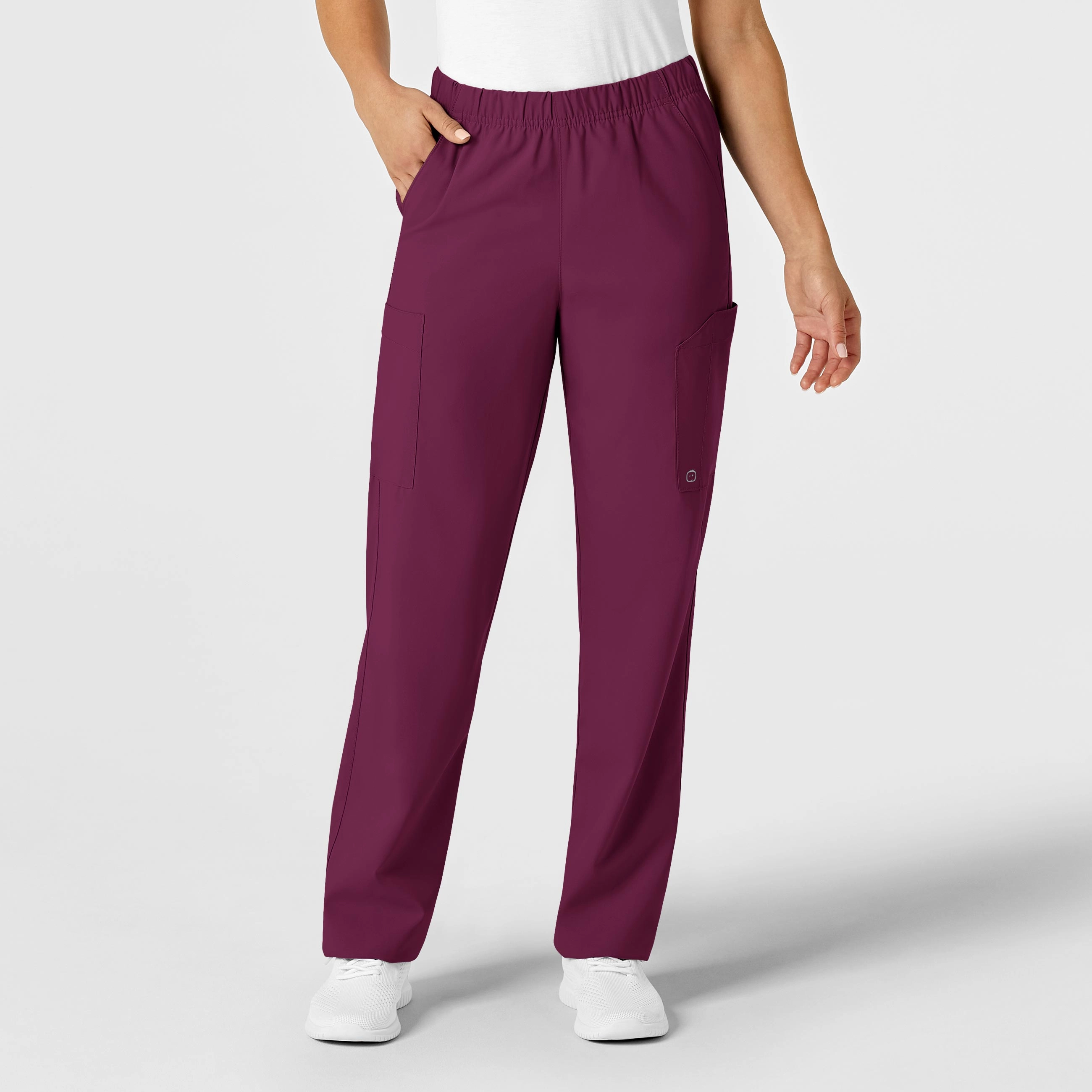 clean look Agile Fit W123 Unisex Multi-Cargo Scrub Pant - Wine