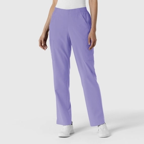 Decorative stitching Cozy and Soft W123 Women's Cargo Utility Scrub Pant - Iris Purple
