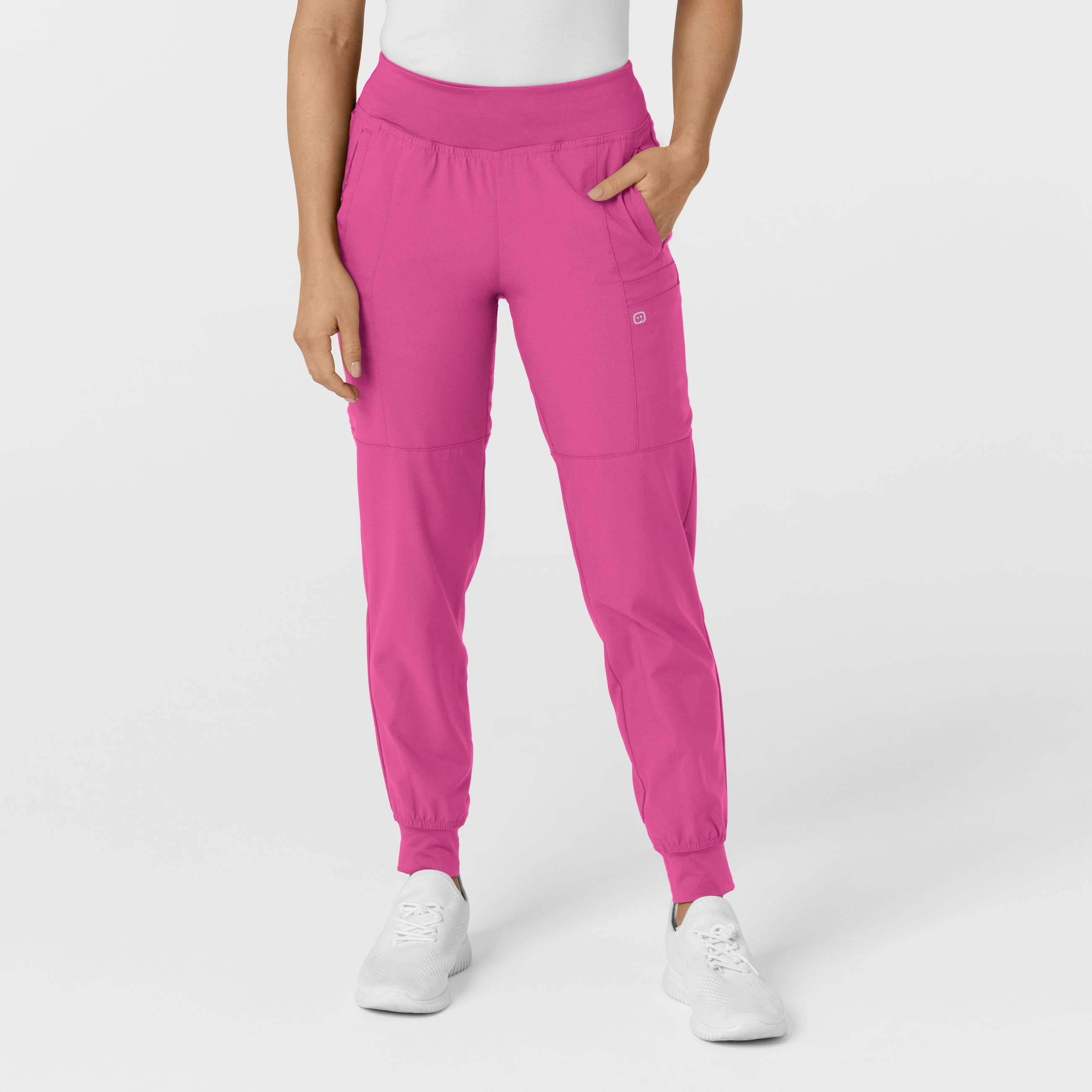 Lightweight Layer Active Motion W123 Women's Comfort Waist Cargo Jogger Scrub Pant - Hot Pink