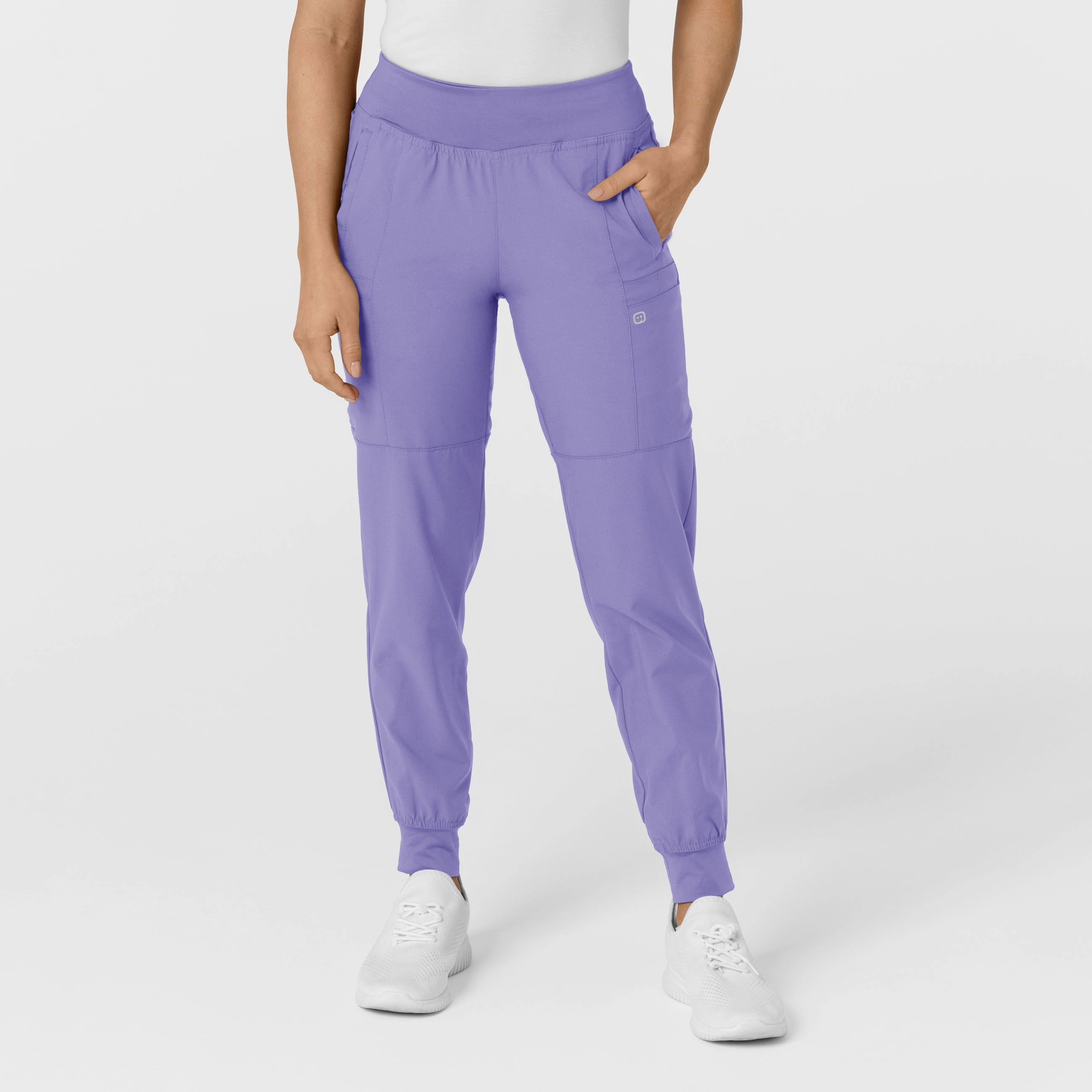 W123 Women's Comfort Waist Cargo Jogger Scrub Pant - Iris Purple All-Purpose Comfort Ventilated Panels