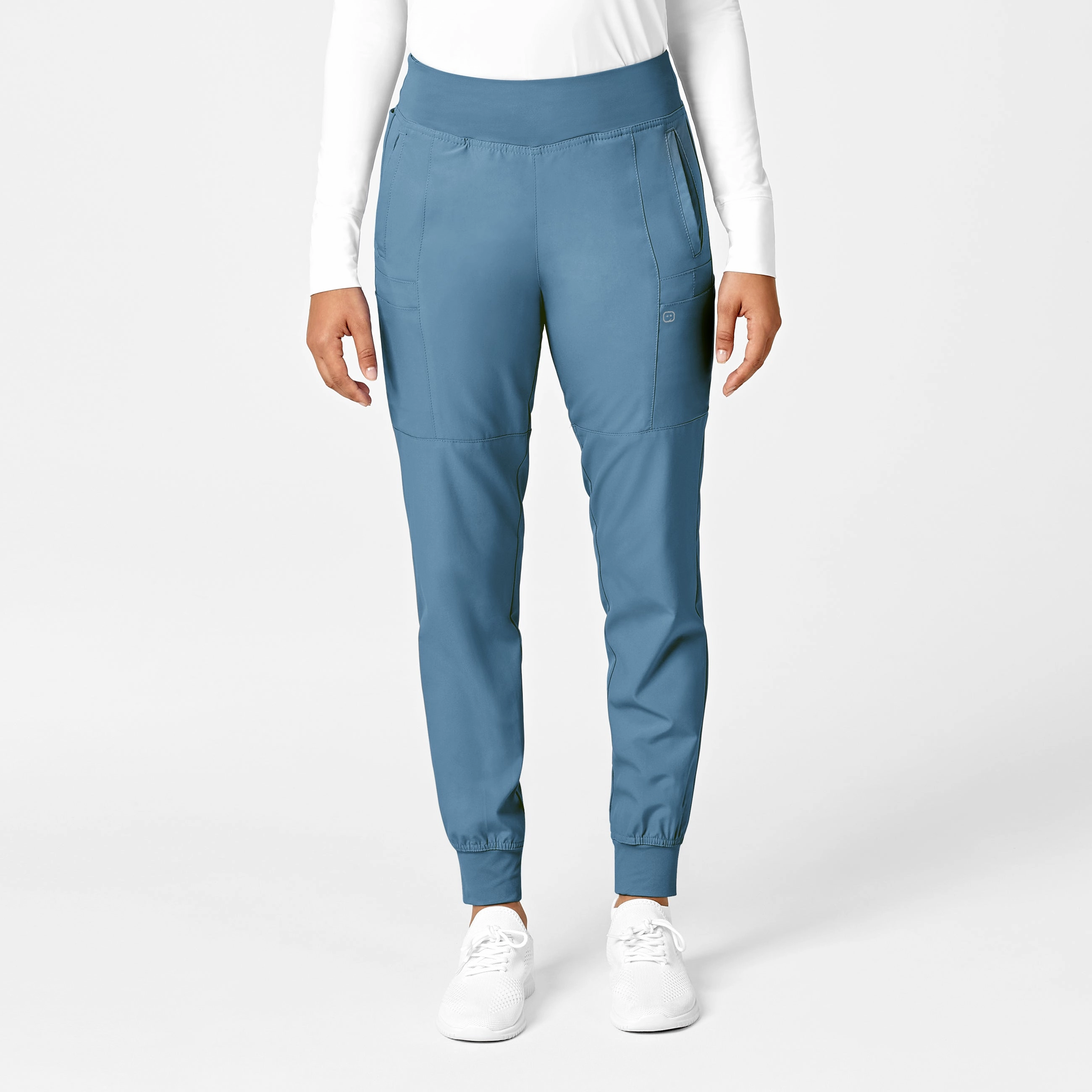 Comfort Fit Wear Minimal Bulk W123 Women's Comfort Waist Cargo Jogger Scrub Pant - Pacific Blue