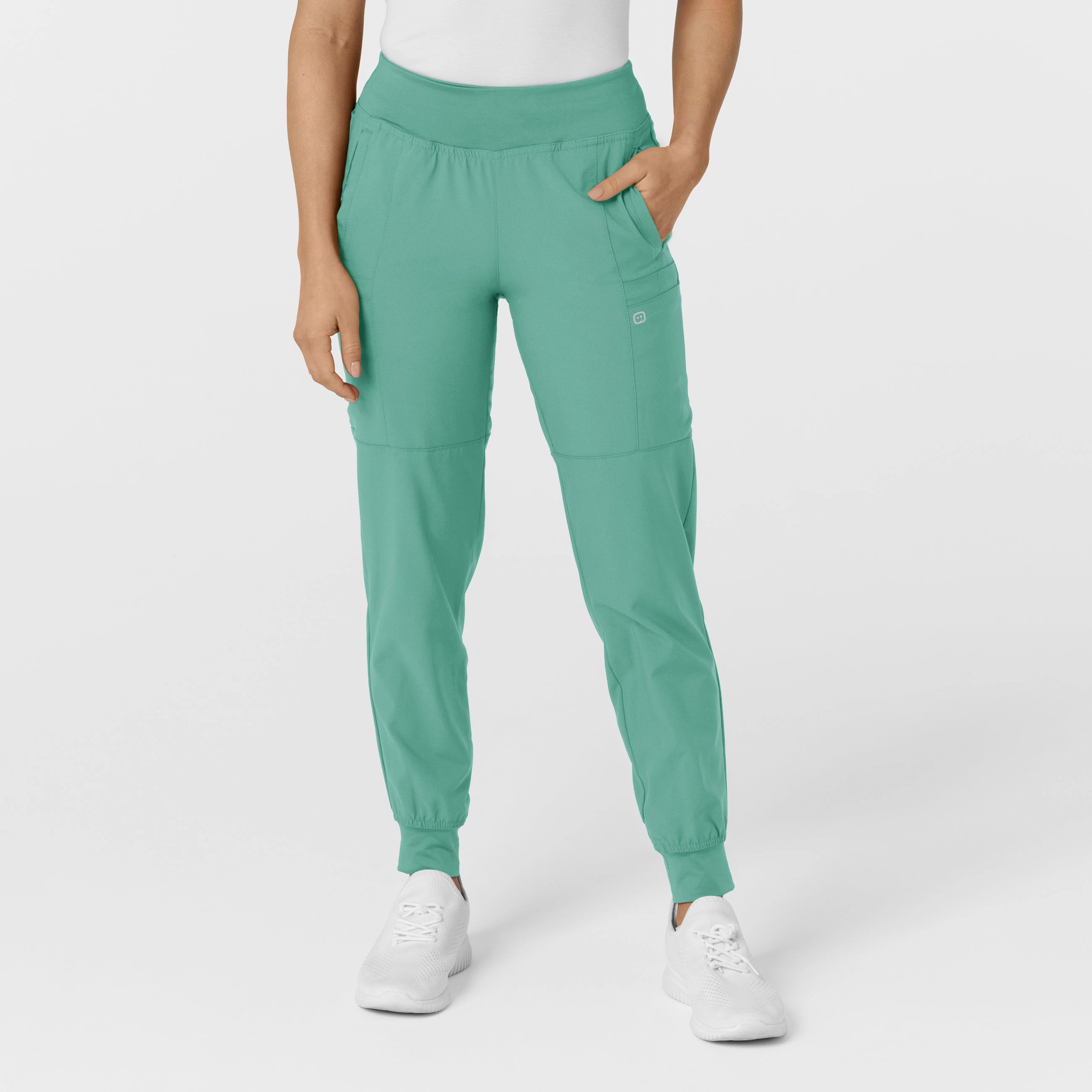 Versatile Look Day Wear W123 Women's Comfort Waist Cargo Jogger Scrub Pant - Turquoise