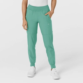 Weekend Style Comfort Fit W123 Women's Comfort Waist Cargo Jogger Scrub Pant - Turquoise