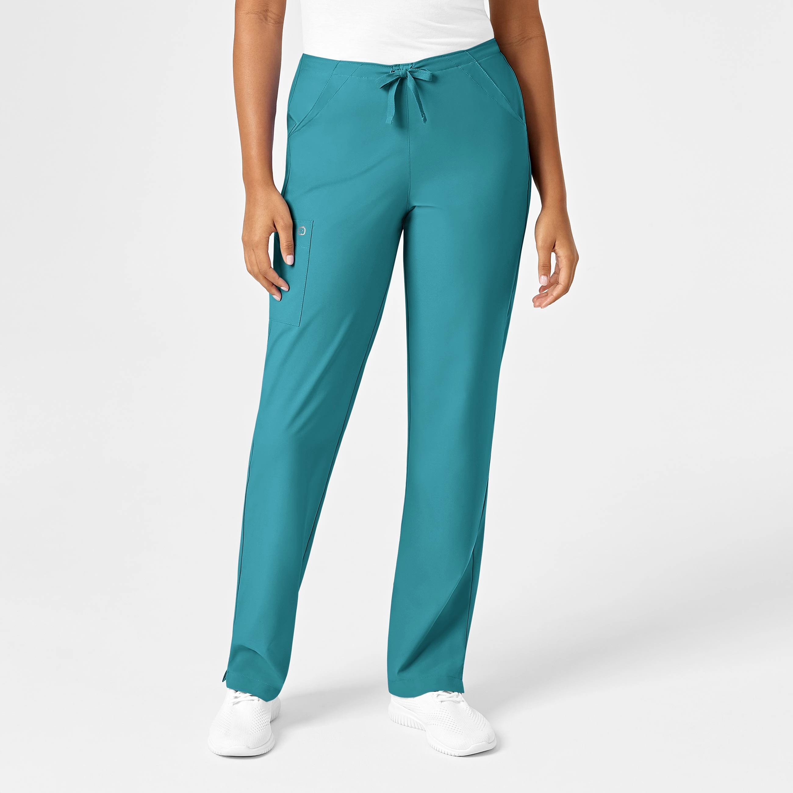 W123 Women's Drawstring Scrub Pant - Teal Blue No Ride Up Design