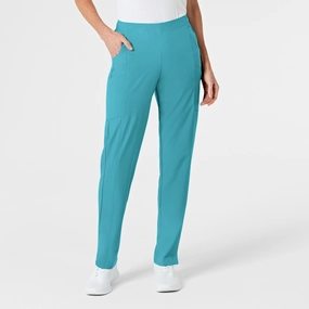 W123 Women's Flat Front Cargo Scrub Pant - Teal Blue Stylish Wear