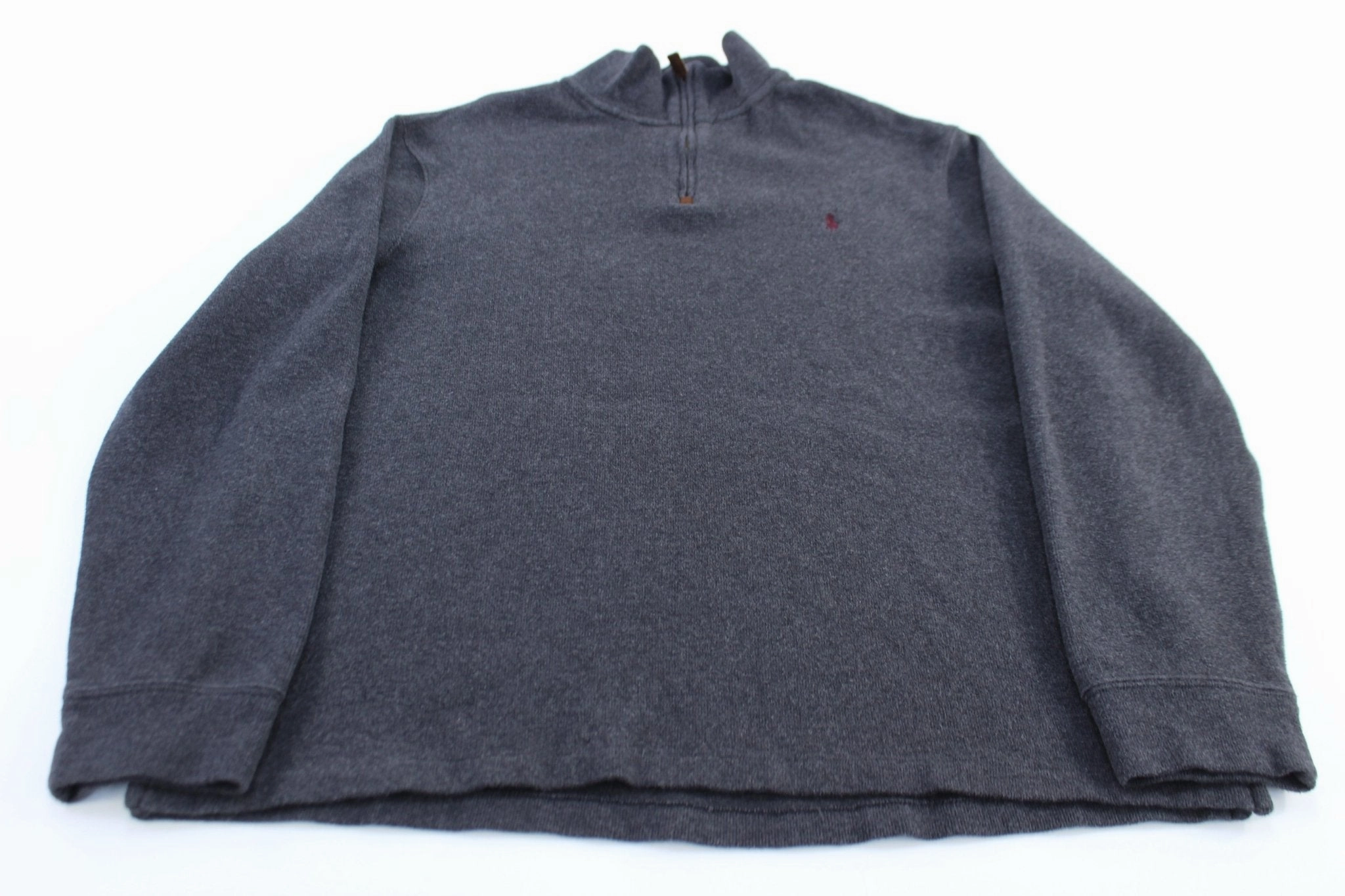 Polo Ralph Lauren Embroidered Logo Grey Quarter Zip Sweater Printed Detail